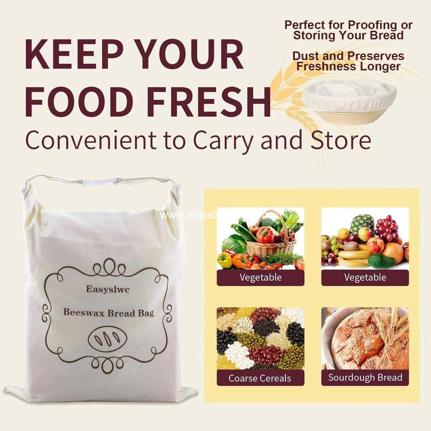 OEM 2 Pack XL Bread Bags for Homemade Sourdough – Natural Cotton Beeswax Loaf Storage, Reusable and Freezer Safe for Fresh Bread – Baking Supplies Factory