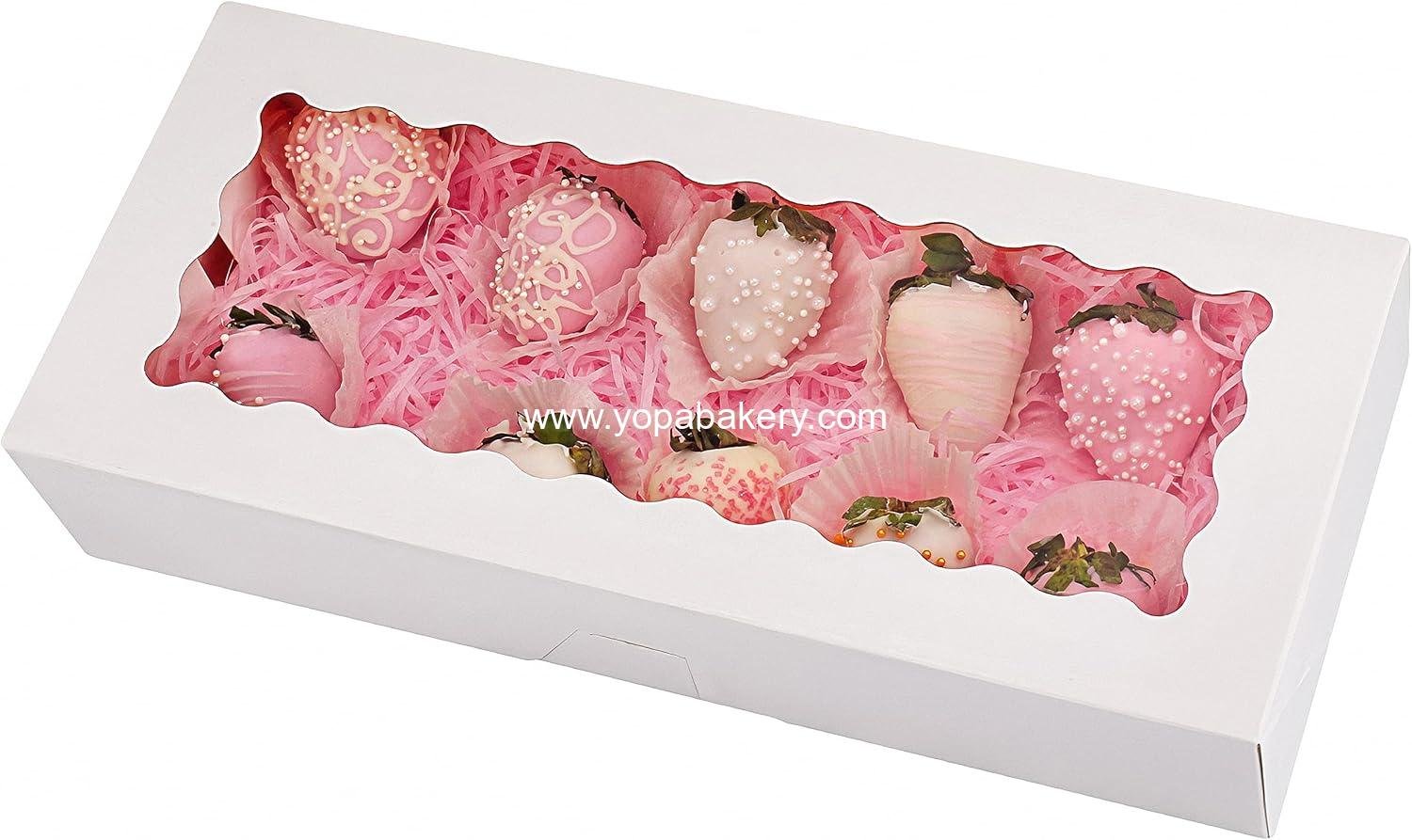Wholesale 30-Pack Cookie Boxes 12.5" x 5.5" x 2.5" Auto-Popup Bakery Treat Boxes with Window (White) Factory