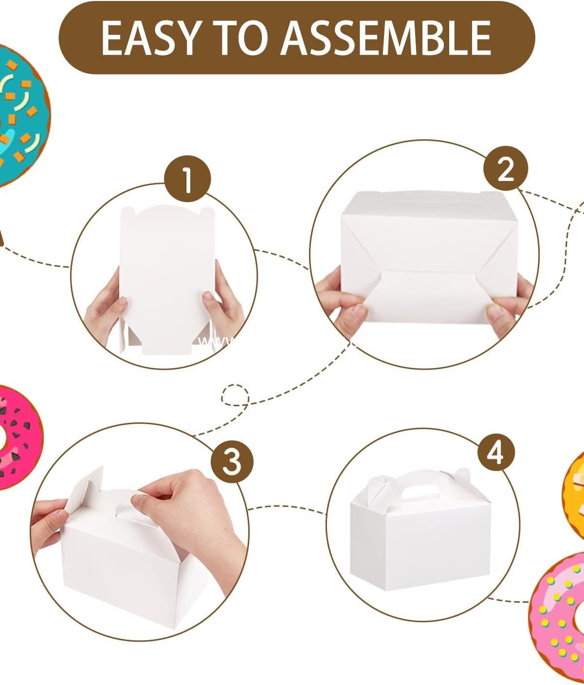 Wholesale 48 Pack White Party Favor Treat Boxes Gable Gift Boxes with Handles for Birthday Wedding Baby Shower Factory Wholesale 48 Pack White Party Favor Treat Boxes Gable Gift Boxes with Handles for Birthday Wedding Baby Shower Factory