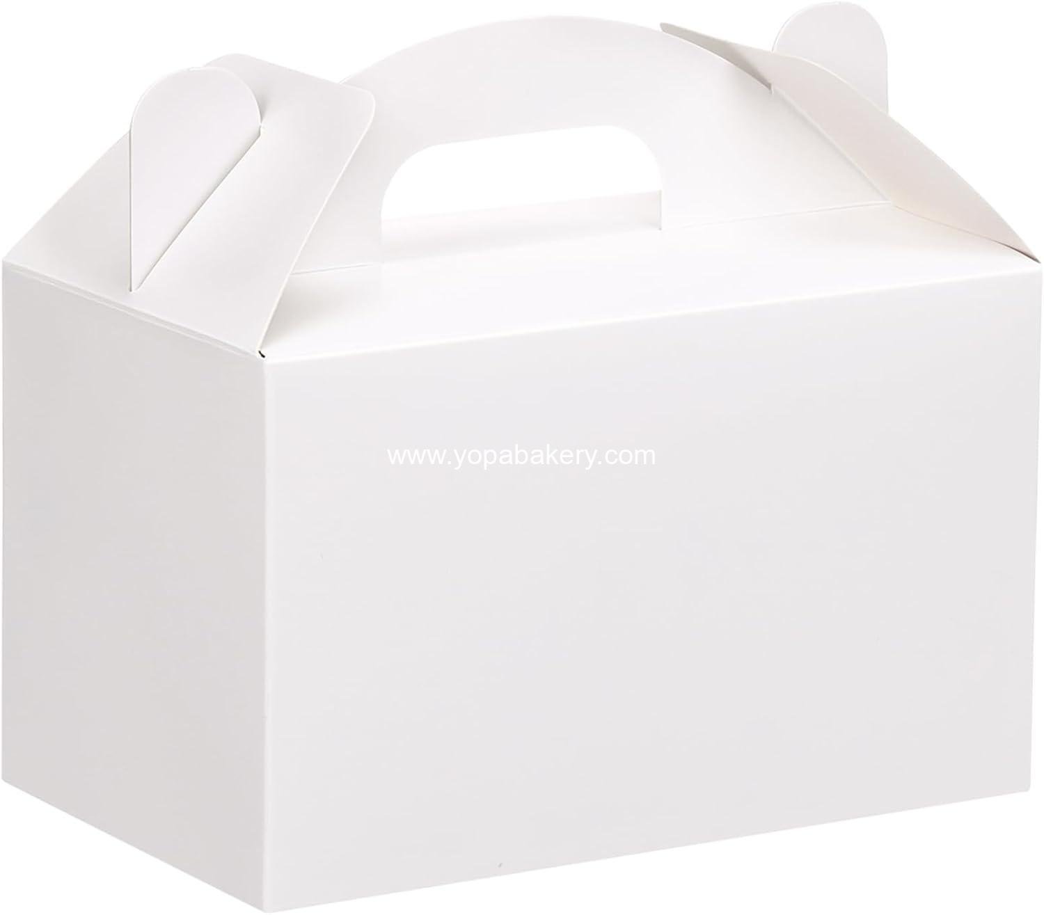 Moretoes 48 Pack White Party Favor Treat Boxes, Gable Gift Boxes with Handles for Birthday, Wedding, Baby Shower
