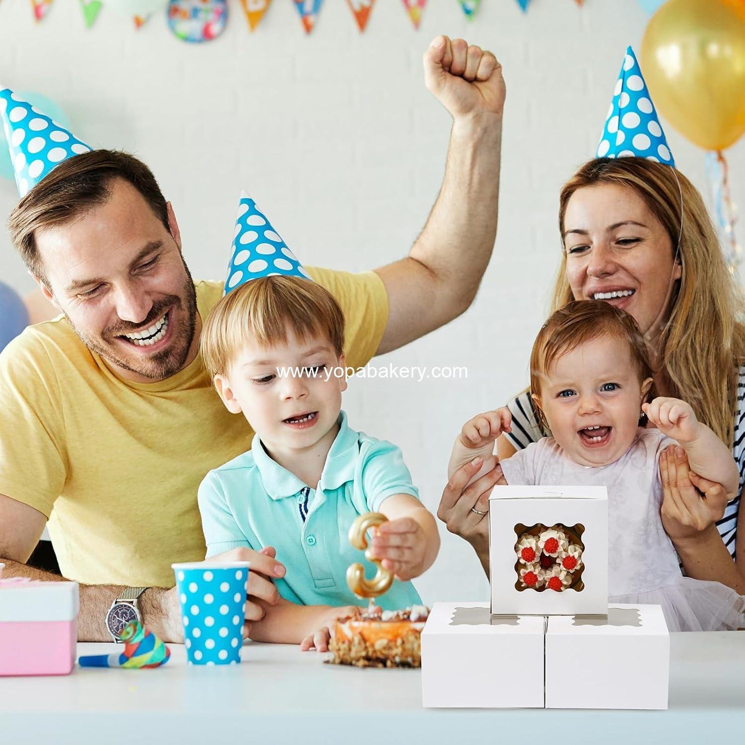 Wholesale 200pcs White Cookie Boxes with Window, 4x4x2.5 Inch Small Bakery Boxes for Pastries, Treats, Cupcakes, Donuts, Candy, Strawberries Factory