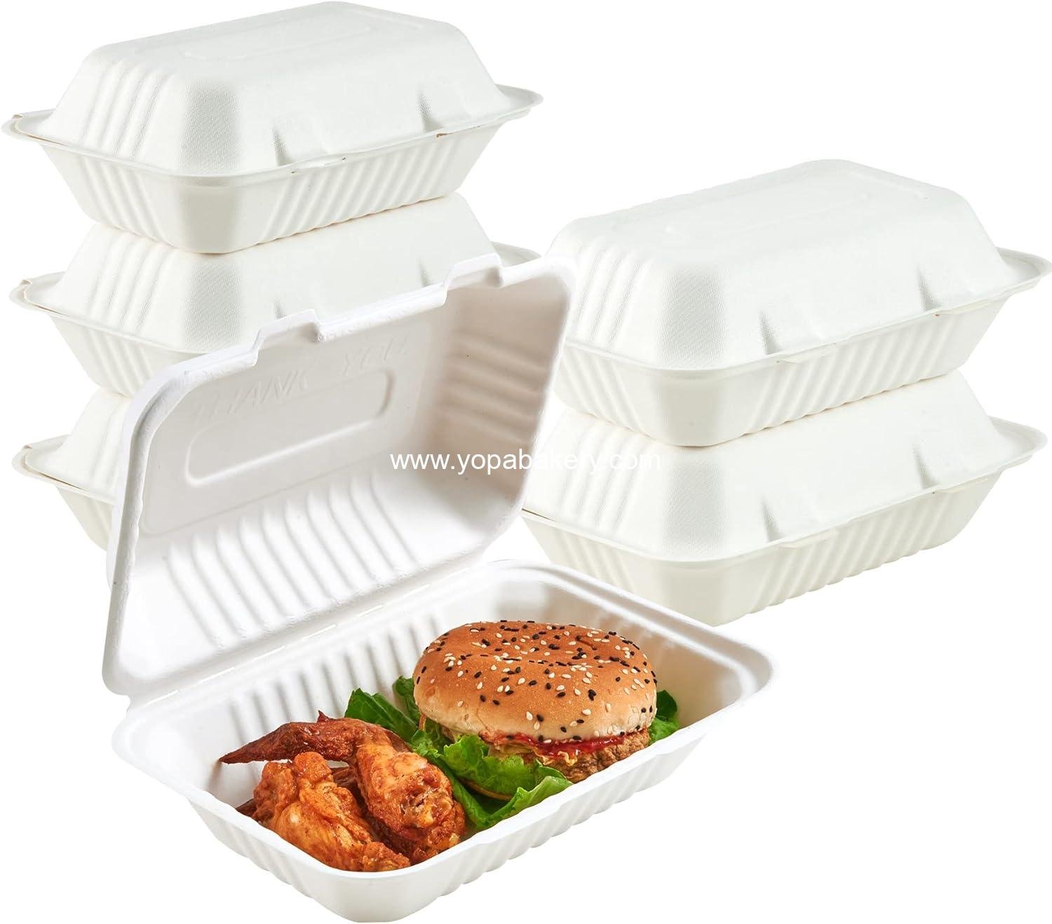ECOLipak Clamshell Take Out Food Containers, 9 * 6 inch 75-Pack Disposable To Go Containers, To Go Boxes for Food Salad