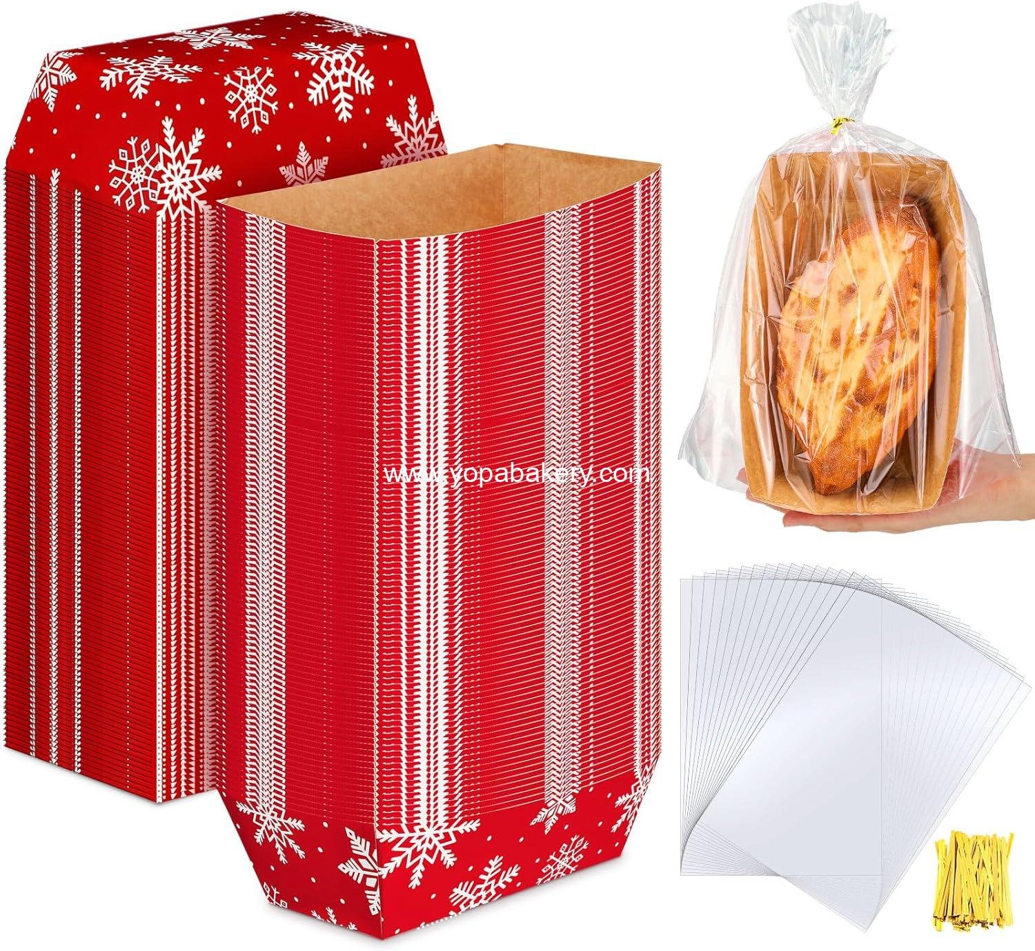 Wholesale 100 Sets Large Christmas Snowflake Disposable Baking Loaf Pans 8.6 x 4.5 x 2.5 Inch with Ties for Cake and Bread Display Factory