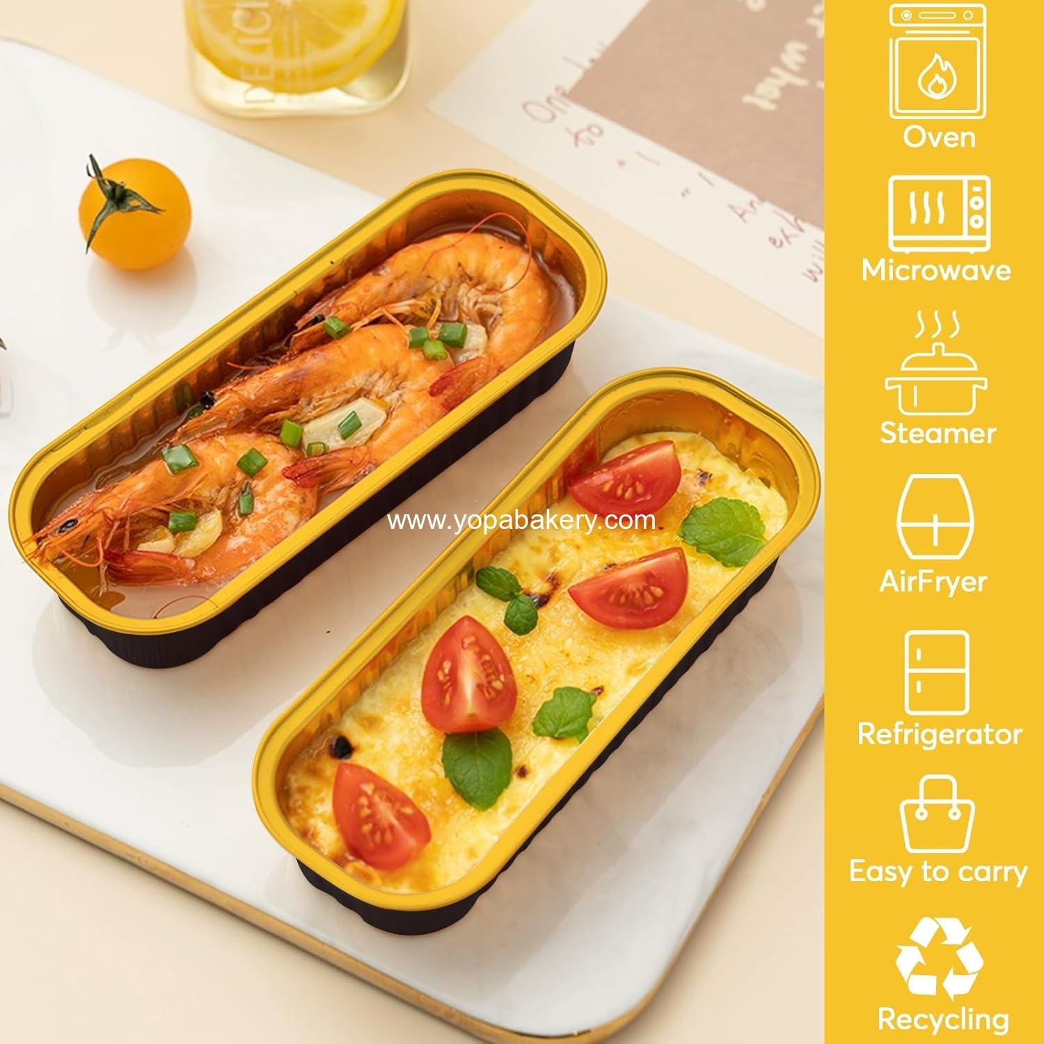 Wholesale 100 Pack Mini Loaf Baking Pans with Lids and Spoons, Disposable Aluminum Foil Rectangle Pans for Home, Parties, and Picnics (Black Gold) Factory