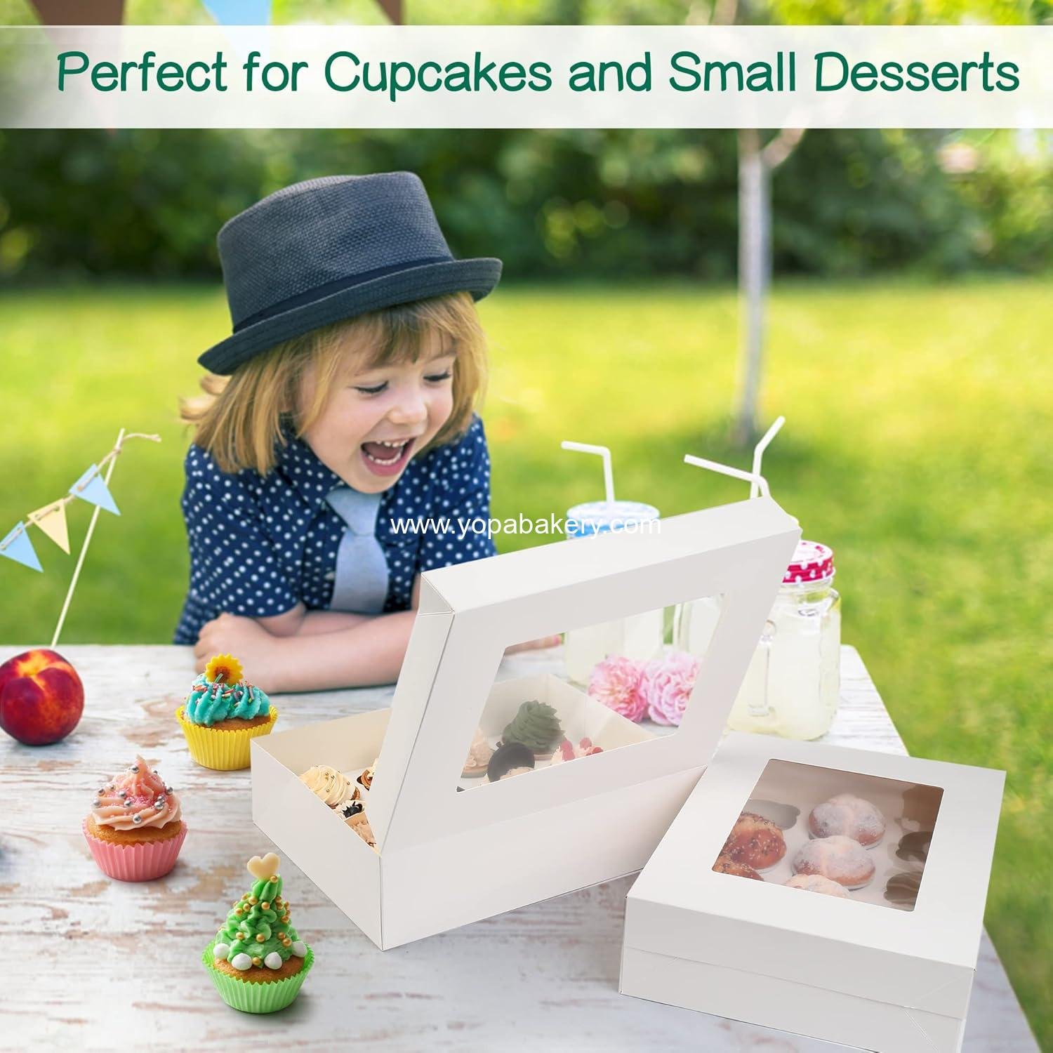 Wholesale Pre-Folded Cupcake Boxes, 12 Count, 8 Pack, Window Carrier Holding 96 Cupcakes, Food Grade Disposable Holders for Birthday and Holiday Parties, White - Factory