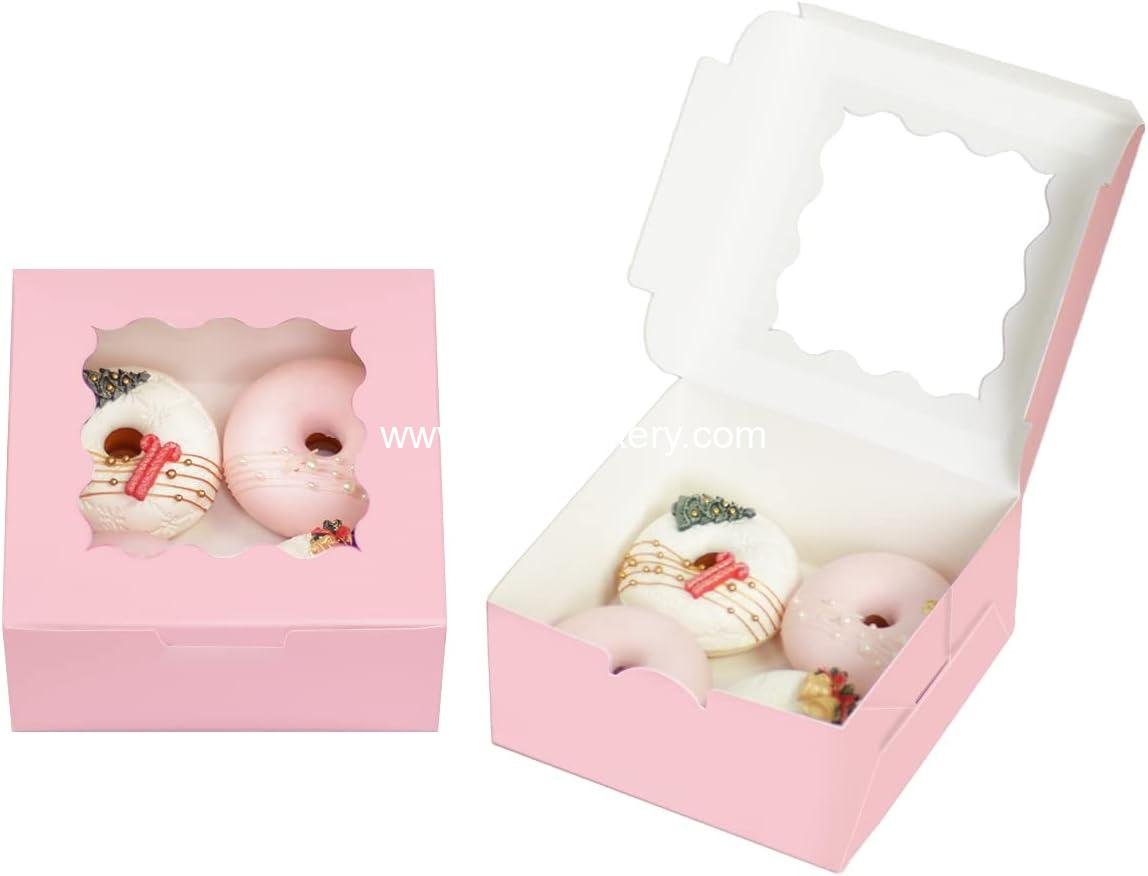 Wholesale 30-Pack Pink Bakery Boxes with Window, 6x6x3 Inches, Thick & Sturdy Macaroon Pastry and Cookie Boxes for Bakers Factory Wholesale 30-Pack Pink Bakery Boxes with Window, 6x6x3 Inches, Thick & Sturdy Macaroon Pastry and Cookie Boxes for Bakers Factory