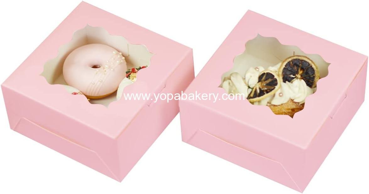 Wholesale 30-Pack Pink Bakery Boxes with Window, 6x6x3 Inches, Thick & Sturdy Macaroon Pastry and Cookie Boxes for Bakers Factory Wholesale 30-Pack Pink Bakery Boxes with Window, 6x6x3 Inches, Thick & Sturdy Macaroon Pastry and Cookie Boxes for Bakers Factory