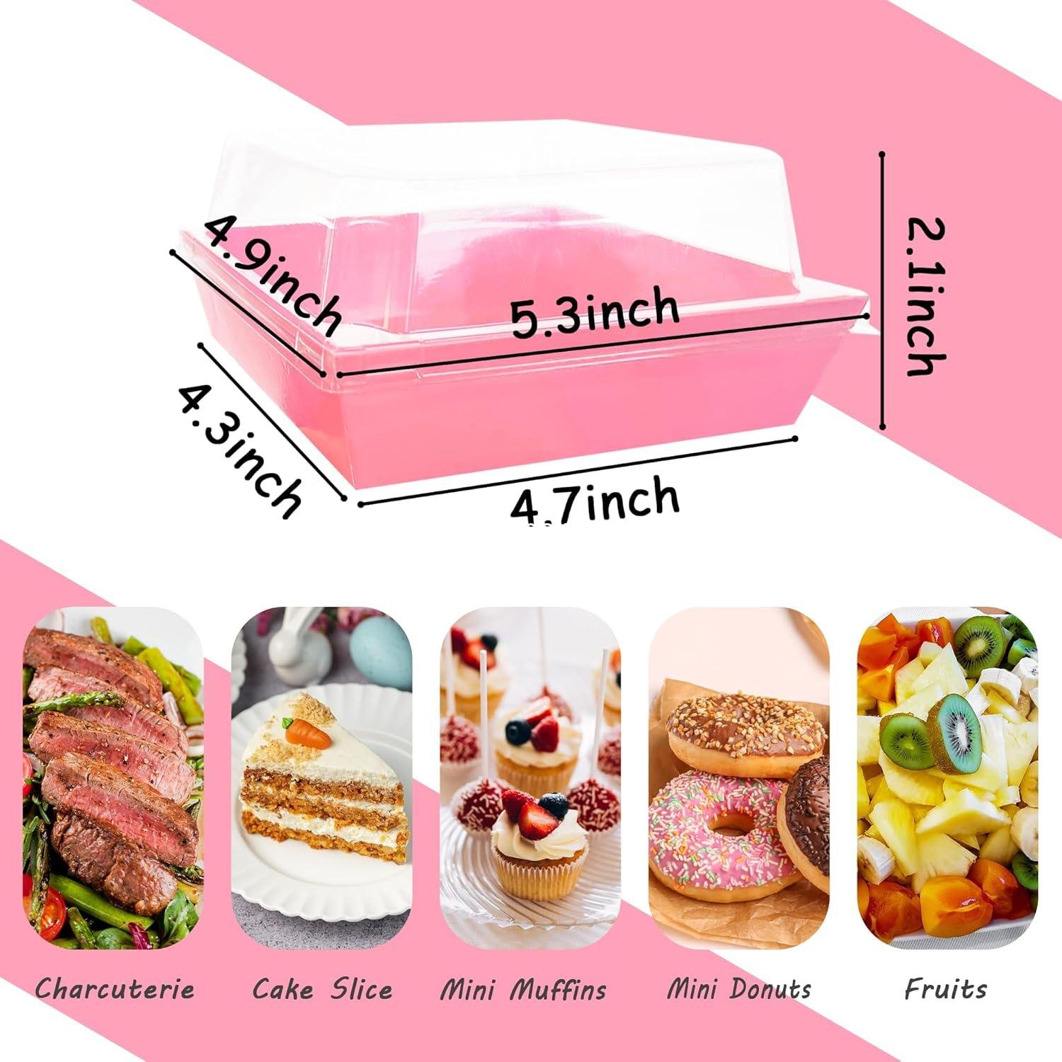 Wholesale 40 Pack Charcuterie Boxes 5.3x4.9x2.5 Inches with Clear Lids - Disposable Bakery Containers for Desserts, Cookies, and Sandwiches - Factory