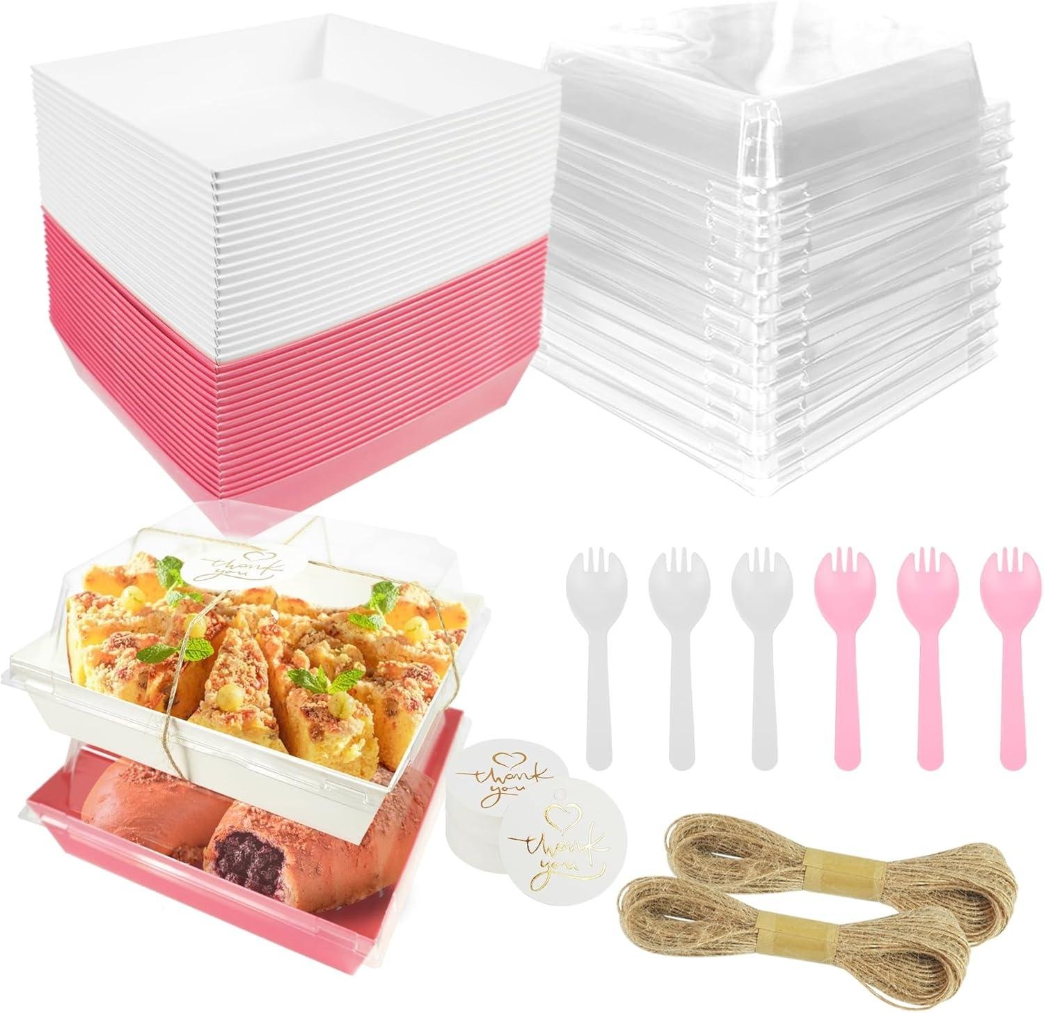 40 Pack 5.3x4.9x2.5 Inches Charcuterie Boxes with Clear Lids Small Bakery Boxes Disposable Treat Boxes to Go Small Food Containers for Dessert Cookies Sandwich