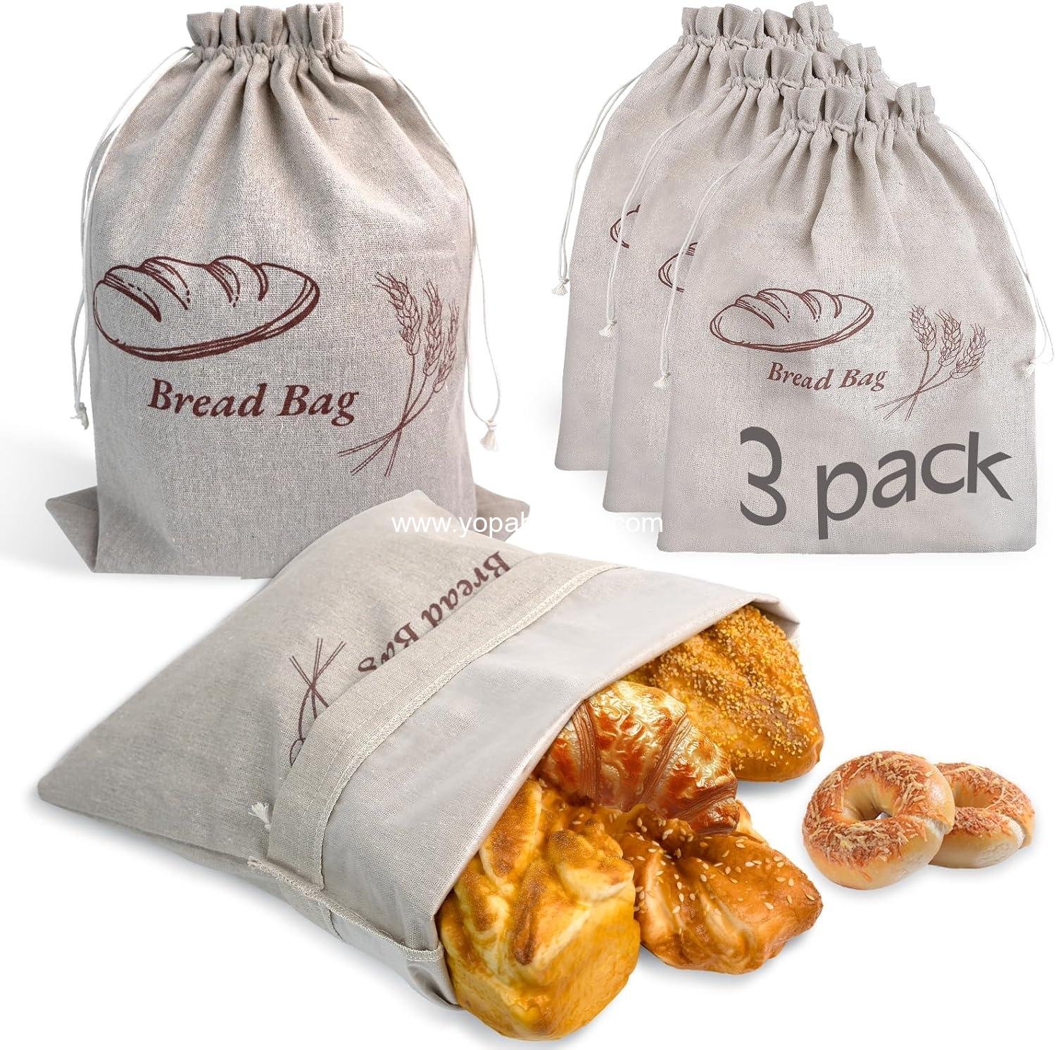 Bread Bags for Homemade with Inner Lining, 2 Pack Linen Sourdough Reusable Bread Bags for Homemade Bread, Homemade Bread Storage Linen for Sourdough to Keep Fresh