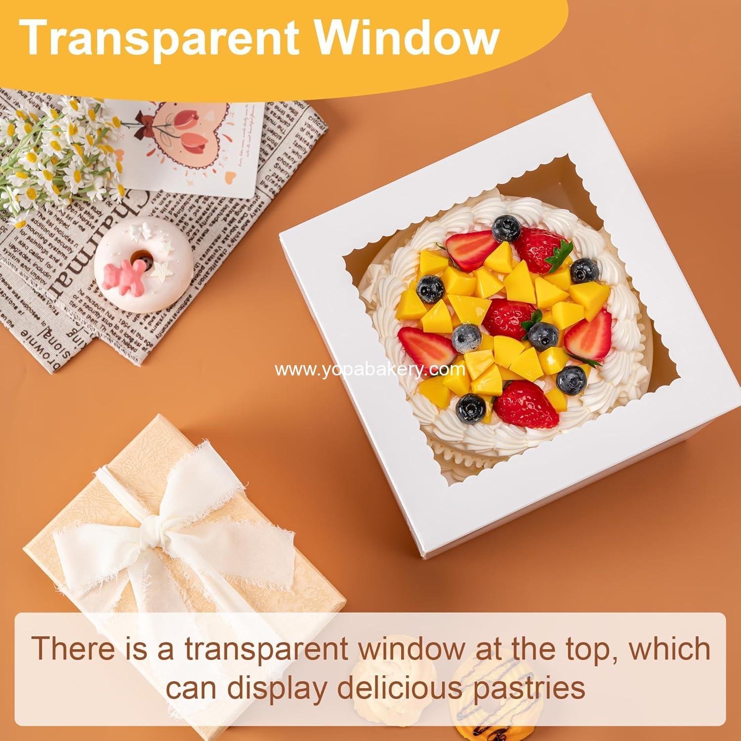 Wholesale 5 Pack 12 Inch Cake Boxes, 12x12x8 Large Disposable Bakery Containers with Window for Cookies, Pies, Cupcakes, Pastries - Perfect for Weddings, Birthdays, Parties - Factory