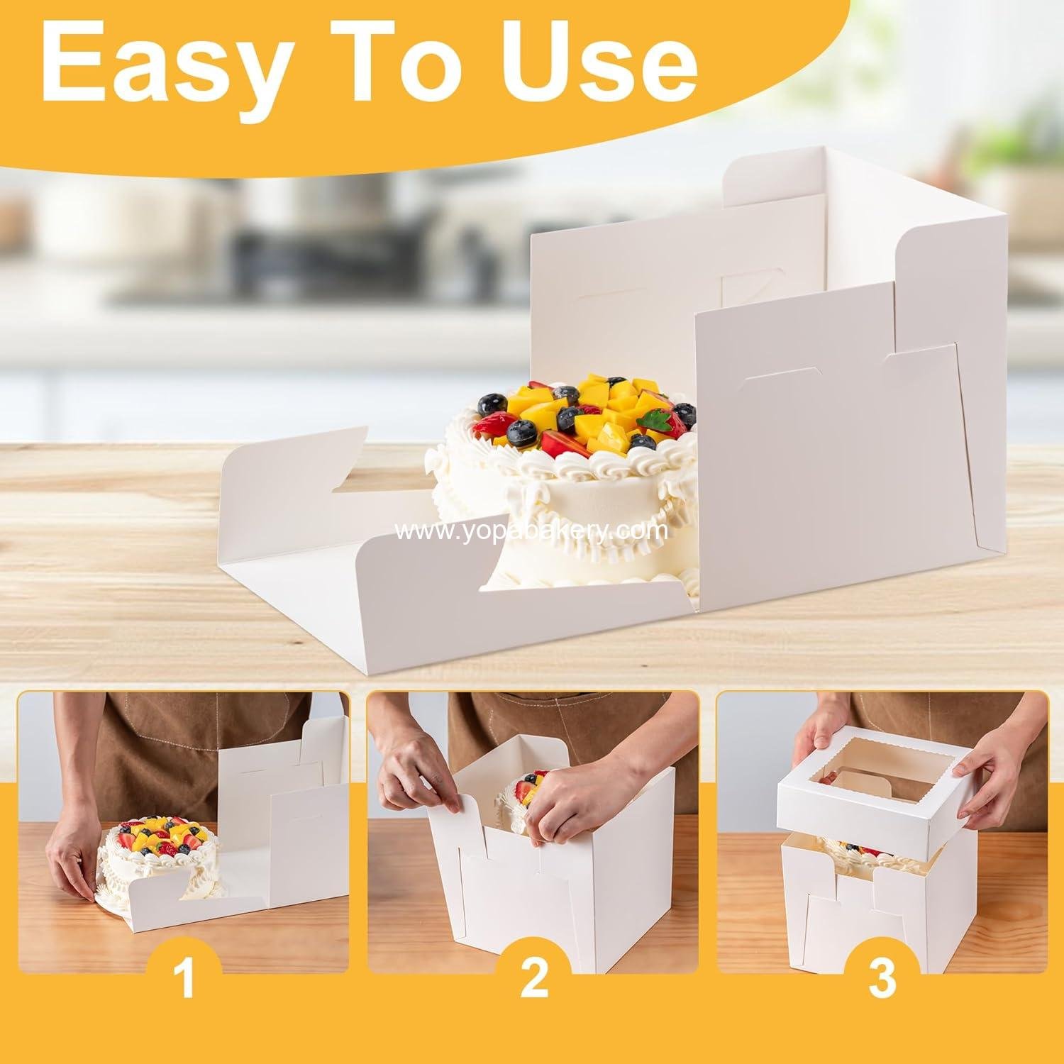 Wholesale 5 Pack 12 Inch Cake Boxes, 12x12x8 Large Disposable Bakery Containers with Window for Cookies, Pies, Cupcakes, Pastries - Perfect for Weddings, Birthdays, Parties - Factory