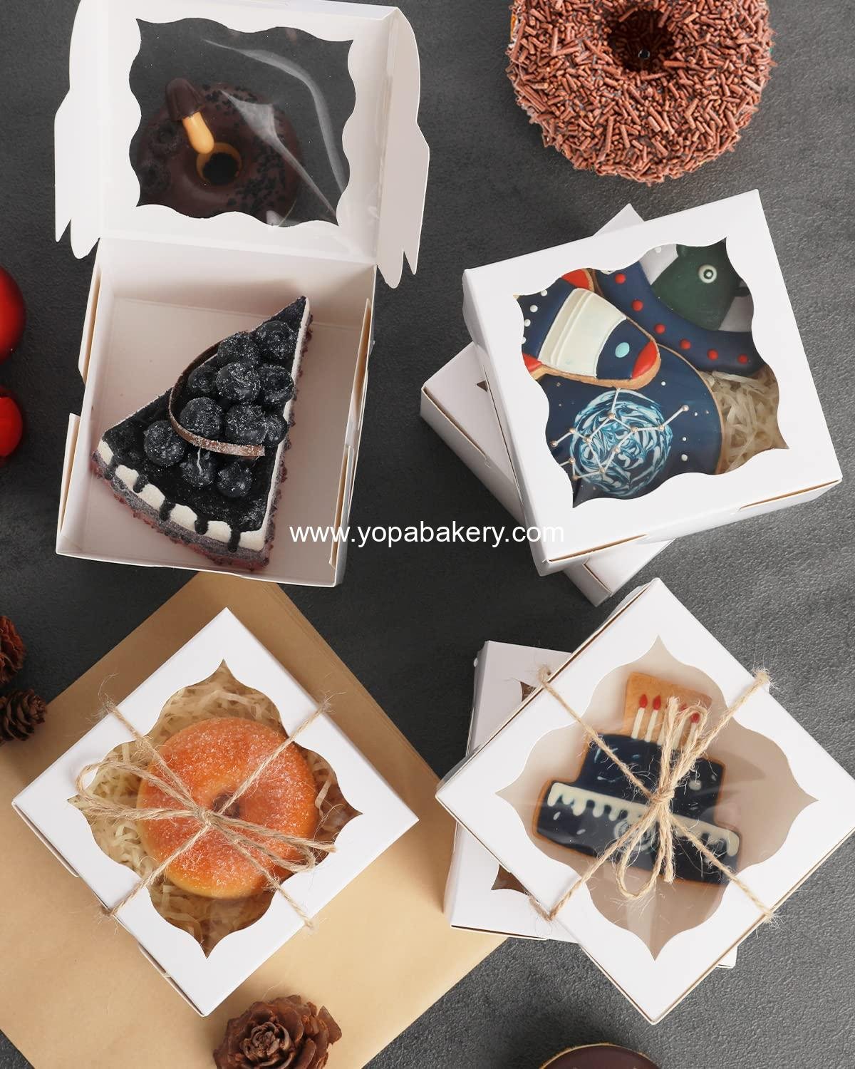 Wholesale 100 Packs Macaron Boxes 4x4x2.5 inch White Small Donut Pastry Boxes for Parties Mini Cookie Boxes (5 Different Gifts Included) Manufacturer