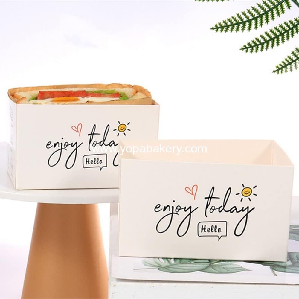 Wholesale 50 Pack Paper Take Out Containers Mini Burger Boxes Toast Holding Bread Trays Sandwich Hot Dog Donut Egg Waffle Packaging Box for Take Out Food (L-A) Factory