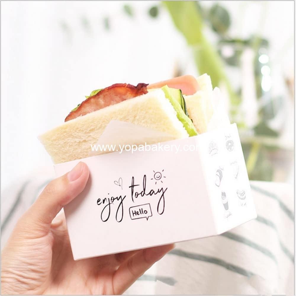 Wholesale 50 Pack Paper Take Out Containers Mini Burger Boxes Toast Holding Bread Trays Sandwich Hot Dog Donut Egg Waffle Packaging Box for Take Out Food (L-A) Factory