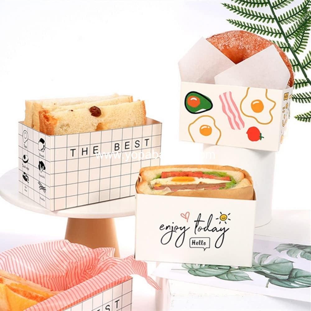 Wholesale 50 Pack Paper Take Out Containers Mini Burger Boxes Toast Holding Bread Trays Sandwich Hot Dog Donut Egg Waffle Packaging Box for Take Out Food (L-A) Factory