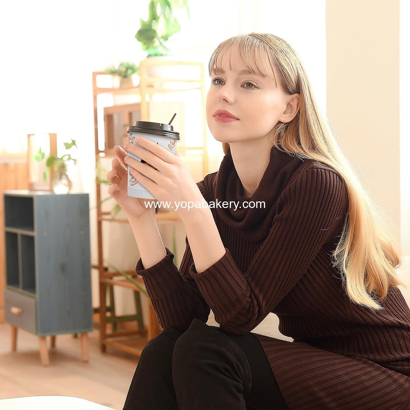 Wholesale 100 Pack 12 oz Double Wall Disposable Paper Coffee Cups with Lids, Insulated Hot Drinking Cups for Daily Use Factory