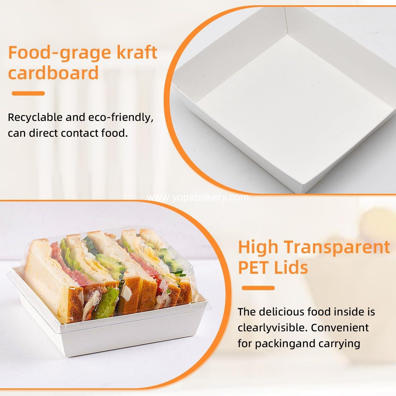 Wholesale 20 Pack Small Paper Charcuterie Boxes with Clear Lids, Square Disposable Bakery Containers for Desserts, Sandwiches, Cookies, Sushi, Cake Slices, and Strawberries - Factory Wholesale 20 Pack Small Paper Charcuterie Boxes with Clear Lids, Square Disposable Bakery Containers for Desserts, Sandwiches, Cookies, Sushi, Cake Slices, and Strawberries - Factory