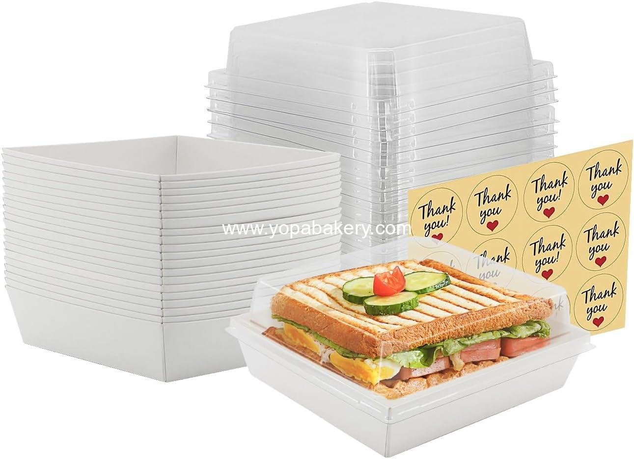 20 Pack Small Paper Charcuterie Boxes with Clear Lids, Dessert Boxes Square Disposable Paper Bakery Boxes to Go Food Containers for Desserts, Sandwich, Cookie, Sushi, Cake Slice and Strawberries