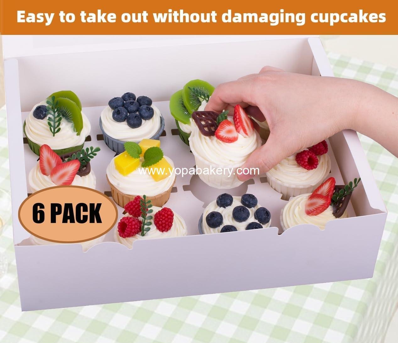 Wholesale 6-Pack Cupcake Boxes Hold 12 Standard Cupcakes - Food Grade Bakery Carrier with Windows and Inserts for Cupcakes, Muffins, and Pastries - Factory