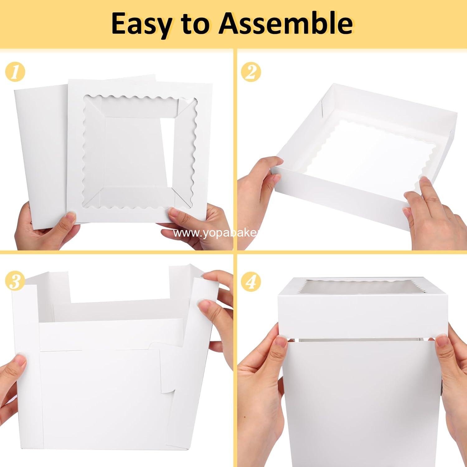 Wholesale 5 Pack Cake Boxes 8 Inch - Large Window Bakery Containers, Disposable White Cake Carrier for Birthday, Halloween, Party, Cupcake, Cookie, Pie, Pastry (8x8x8 Inches) Factory