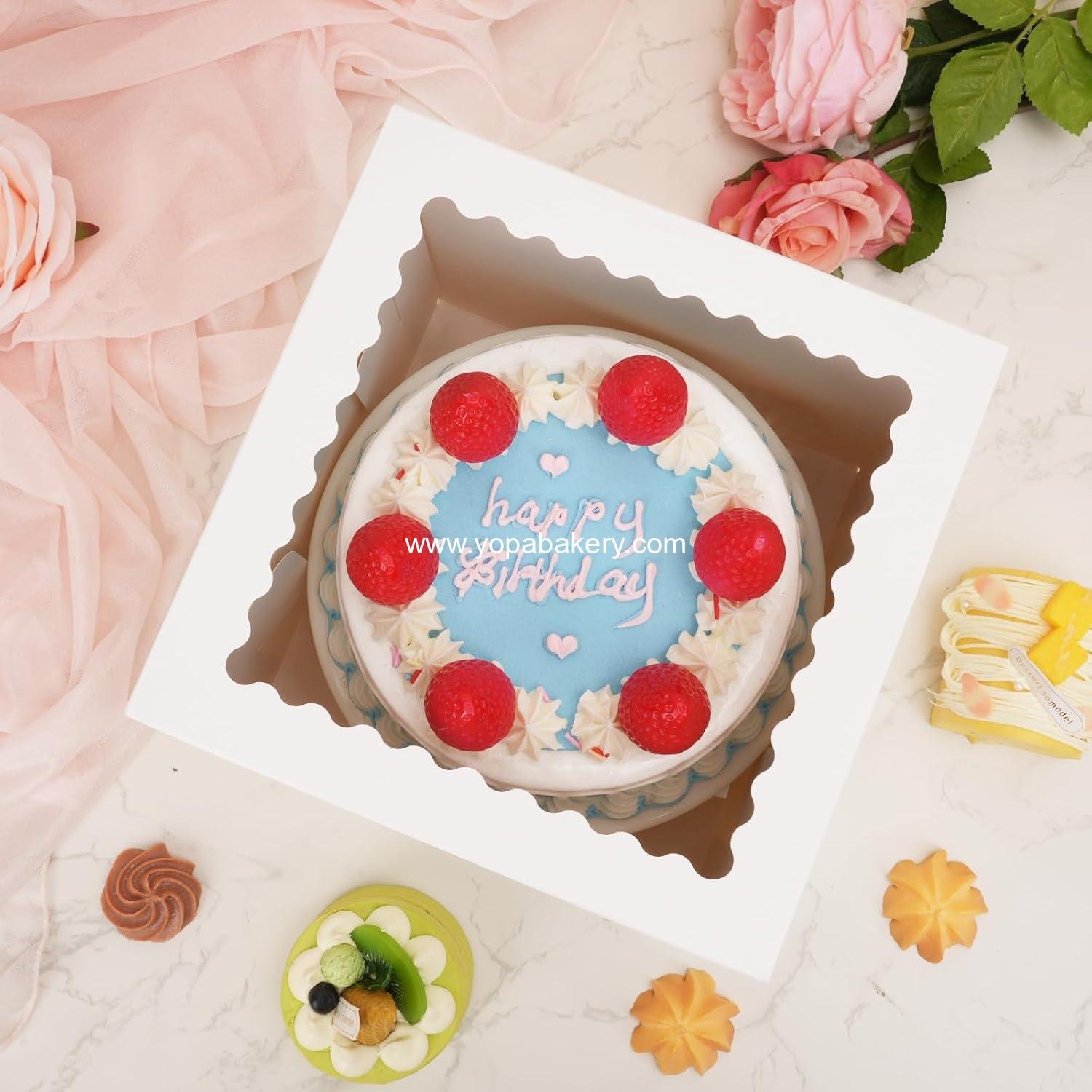 Wholesale 5 Pack Cake Boxes 8 Inch - Large Window Bakery Containers, Disposable White Cake Carrier for Birthday, Halloween, Party, Cupcake, Cookie, Pie, Pastry (8x8x8 Inches) Factory