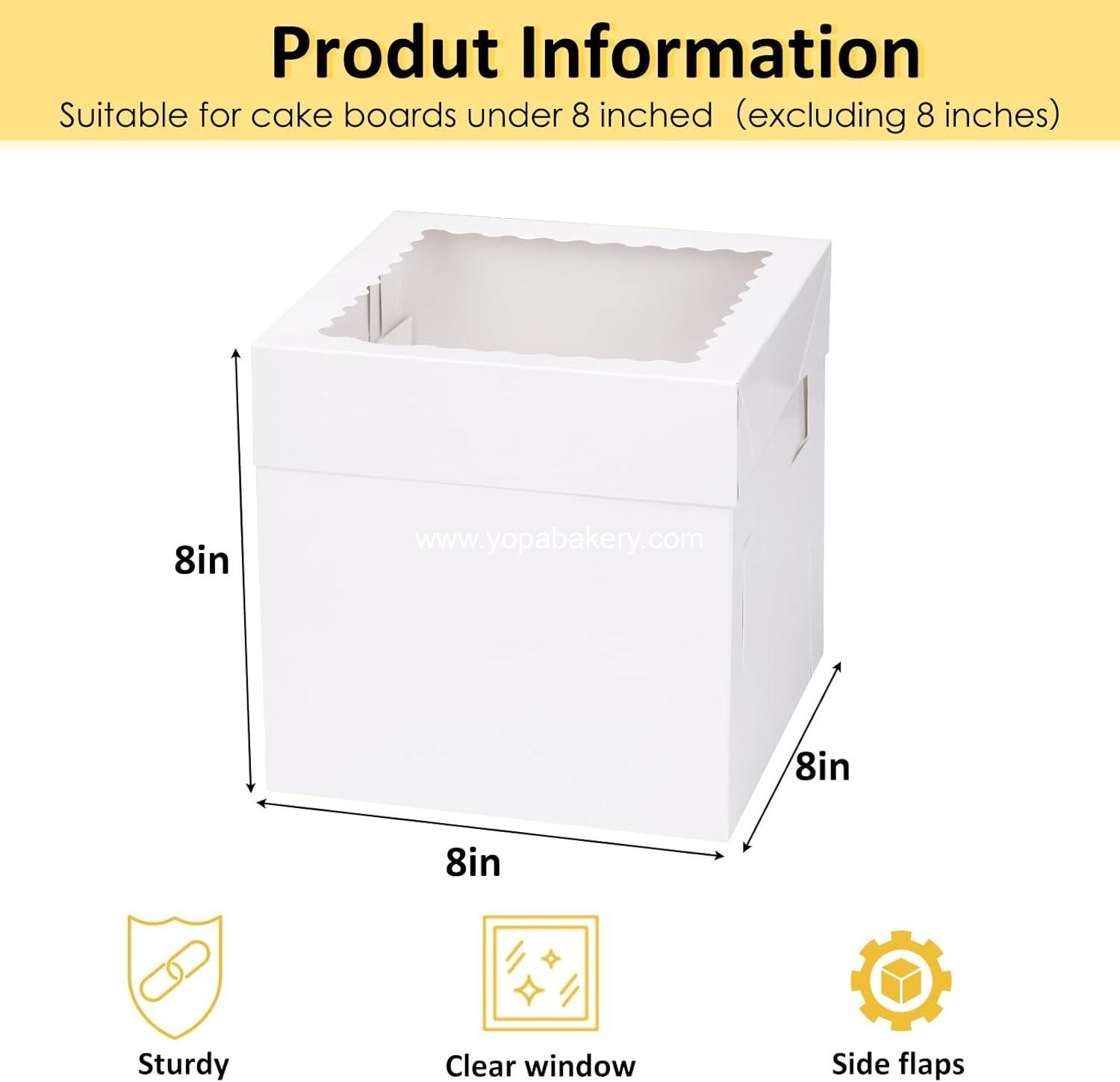 Wholesale 5 Pack Cake Boxes 8 Inch - Large Window Bakery Containers, Disposable White Cake Carrier for Birthday, Halloween, Party, Cupcake, Cookie, Pie, Pastry (8x8x8 Inches) Factory