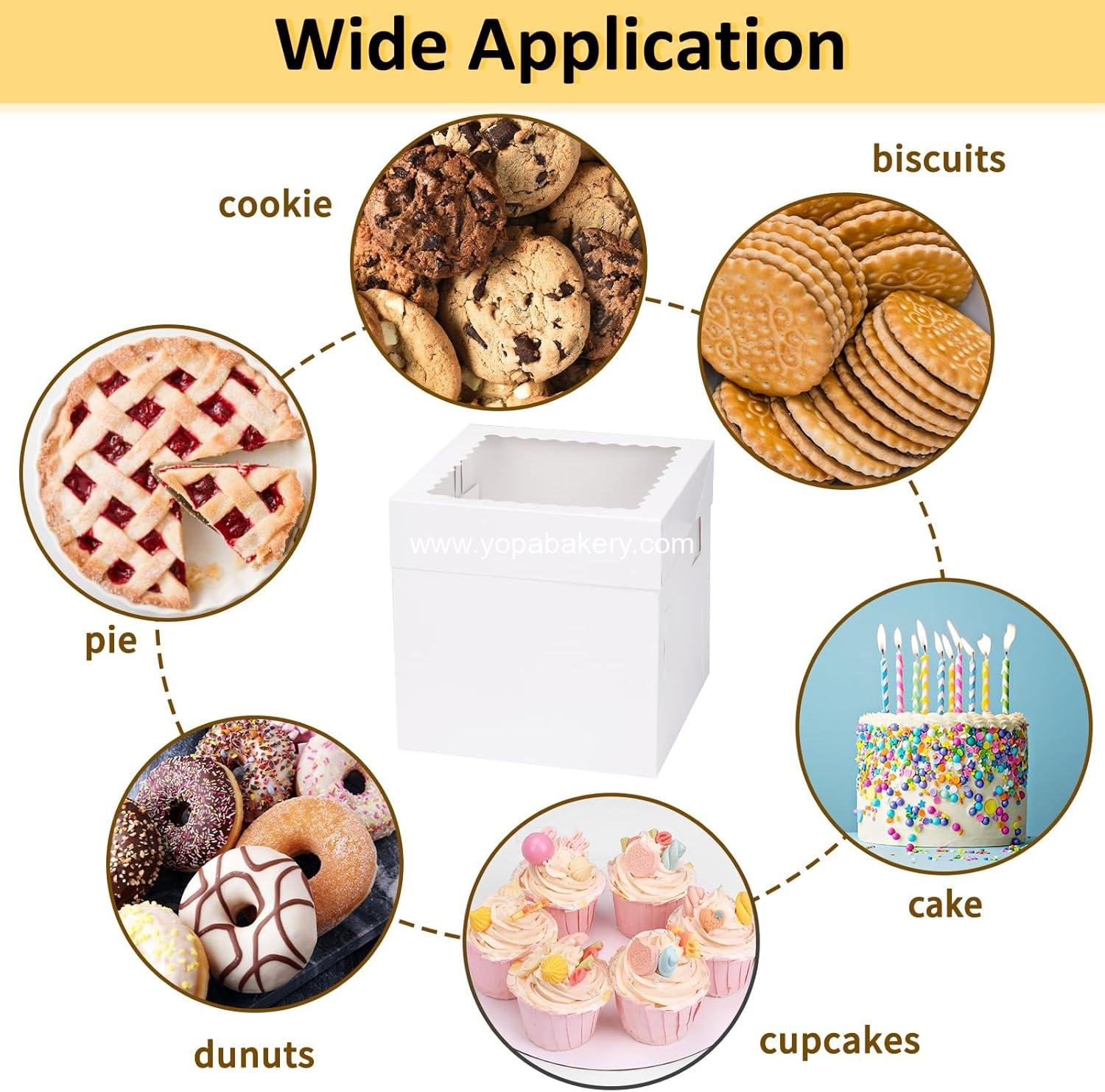 Wholesale 5 Pack Cake Boxes 8 Inch - Large Window Bakery Containers, Disposable White Cake Carrier for Birthday, Halloween, Party, Cupcake, Cookie, Pie, Pastry (8x8x8 Inches) Factory