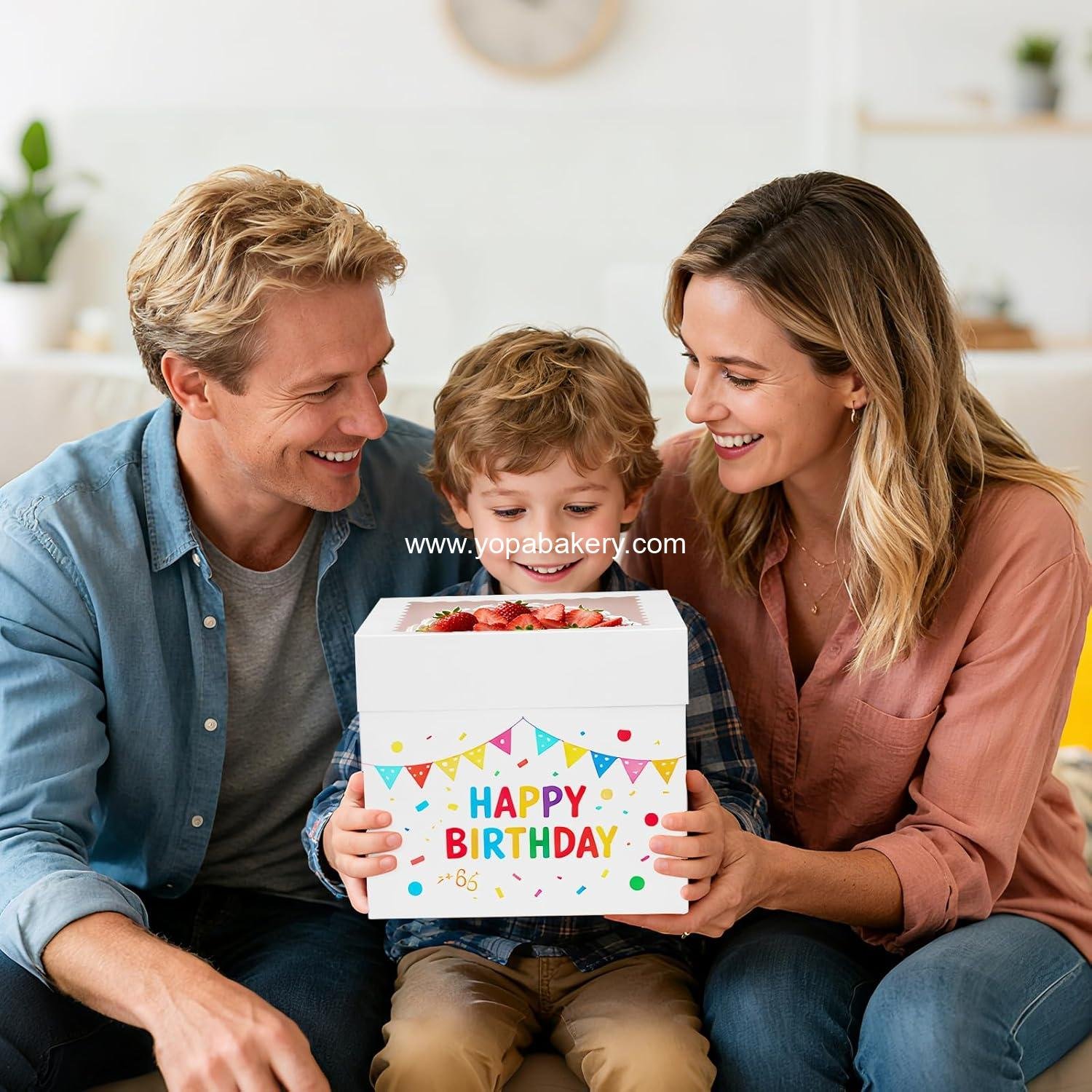 Wholesale 5 Pack Cake Boxes 8 Inch - Large Window Bakery Containers, Disposable White Cake Carrier for Birthday, Halloween, Party, Cupcake, Cookie, Pie, Pastry (8x8x8 Inches) Factory