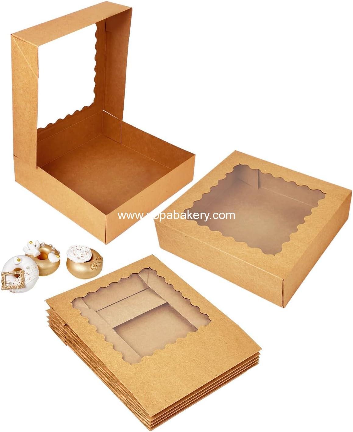 Wholesale 55pcs Brown Pie Boxes 8x8x2.5 inches Easy Assemble Macaroon Bakery Boxes with Window for Cookies (Auto-pop Up) Factory Wholesale 55pcs Brown Pie Boxes 8x8x2.5 inches Easy Assemble Macaroon Bakery Boxes with Window for Cookies (Auto-pop Up) Factory