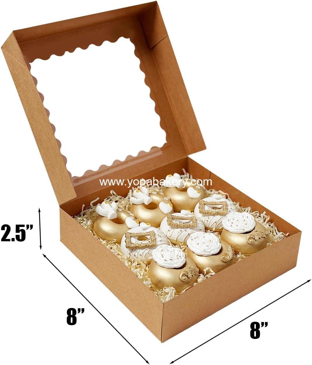 Wholesale 55pcs Brown Pie Boxes 8x8x2.5 inches Easy Assemble Macaroon Bakery Boxes with Window for Cookies (Auto-pop Up) Factory Wholesale 55pcs Brown Pie Boxes 8x8x2.5 inches Easy Assemble Macaroon Bakery Boxes with Window for Cookies (Auto-pop Up) Factory