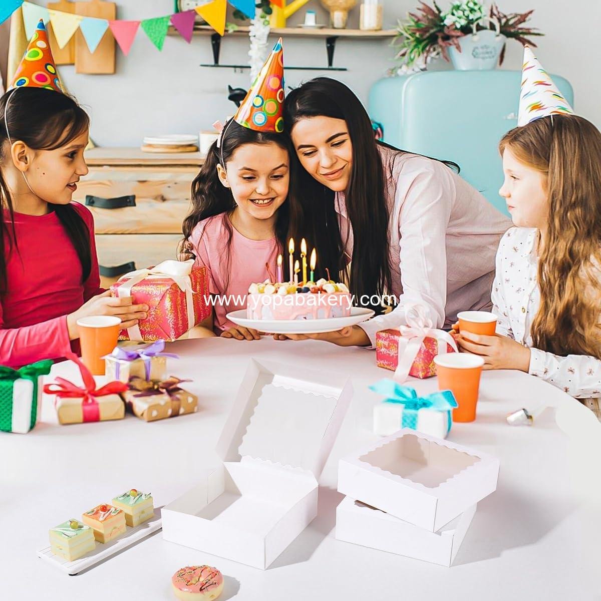 Wholesale 36 Pcs 10x10x2.5 Inch Cake Boxes with Window for Bakery, Pastry, Cookies, Mini Pies, Desserts, Strawberries, Chocolates (White) - OEM Factory