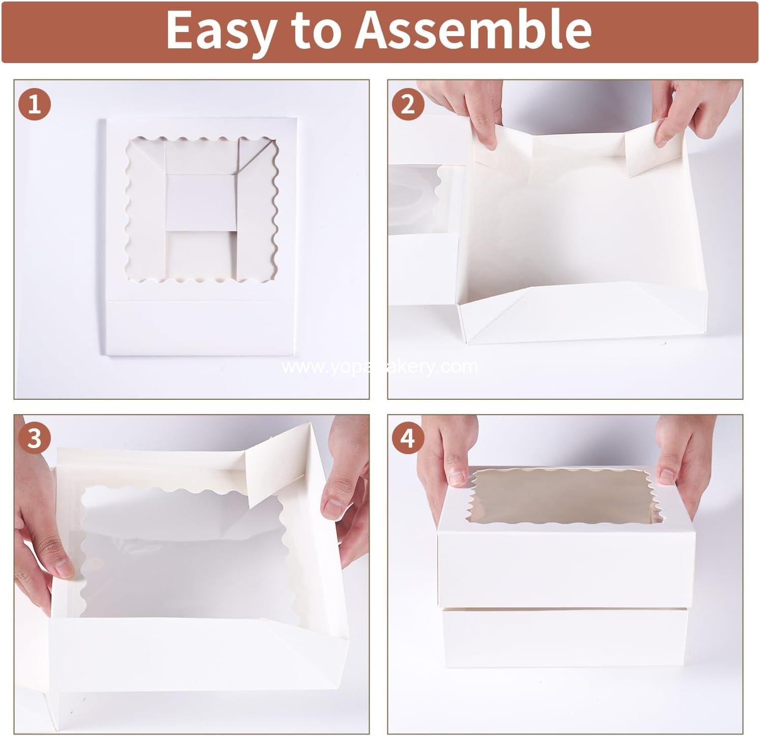 Wholesale 36 Pcs 10x10x2.5 Inch Cake Boxes with Window for Bakery, Pastry, Cookies, Mini Pies, Desserts, Strawberries, Chocolates (White) - OEM Factory