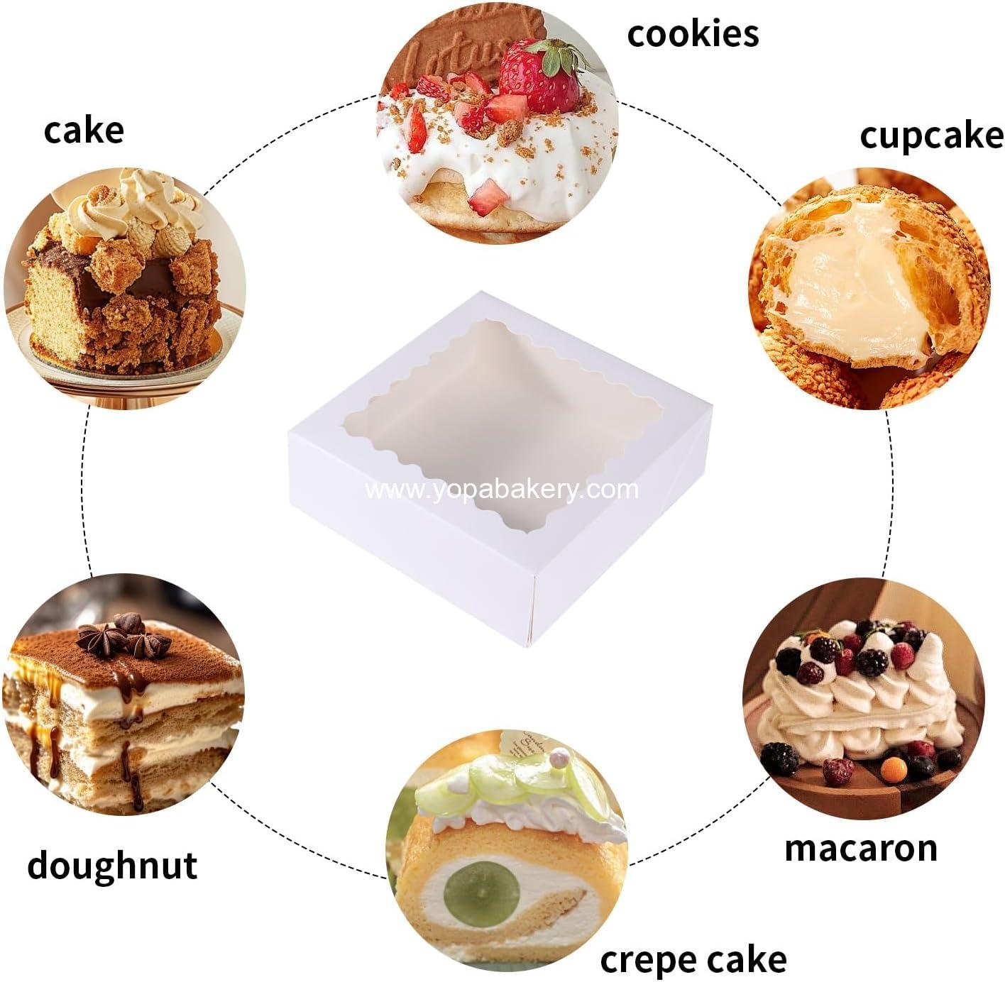 Wholesale 36 Pcs 10x10x2.5 Inch Cake Boxes with Window for Bakery, Pastry, Cookies, Mini Pies, Desserts, Strawberries, Chocolates (White) - OEM Factory