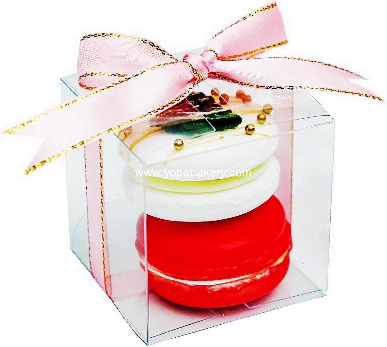 50Pack Clear Macaron Boxes - Modern, Transparent, 2"x2"x2" - Perfect for Christmas, Valentine's, Mother's Day & More