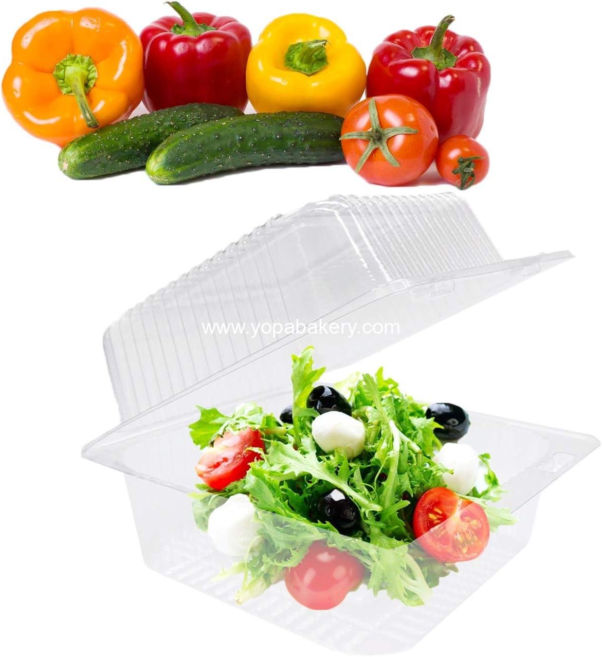 Wholesale 50 Pcs Clear Plastic Takeout Containers - Square Hinged Disposable Clamshells for Salad, Sandwiches, Hamburger (5x4.7x2.8 in) - Factory