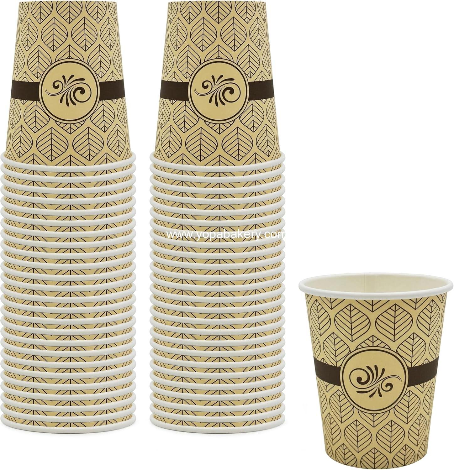 PAMI 8oz Hot Coffee Paper Cups, [Pack of 50]-Disposable, Take-Away For Hot Drinks- Single-Use Paper Glasses For Espresso, Hot Chocolate, Tea- Cute To-Go Hot Beverage Drinking Cups