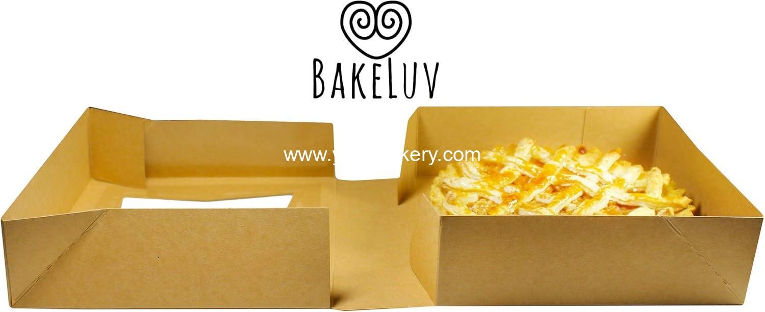 Wholesale 8x8 Bakery Boxes with Window | Brown, 50 PCS | Auto Pop Up Cookie & Cake Box | Factory