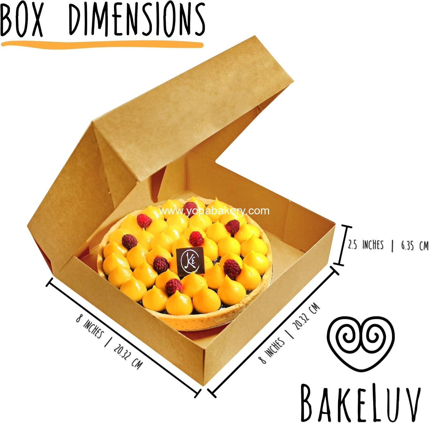 Wholesale 8x8 Bakery Boxes with Window | Brown, 50 PCS | Auto Pop Up Cookie & Cake Box | Factory