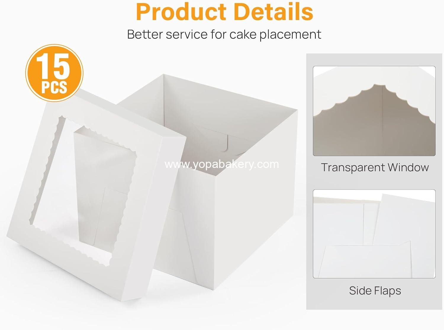 Wholesale 15pcs Cake Boxes, 12x12x8 Inches Tall Window Bakery Boxes, Large Square Cardboard Cake Boxes for Multi-Layer Cakes, Cake Decorating Supplies for Gift Giving Factory Wholesale 15pcs Cake Boxes, 12x12x8 Inches Tall Window Bakery Boxes, Large Square Cardboard Cake Boxes for Multi-Layer Cakes, Cake Decorating Supplies for Gift Giving Factory