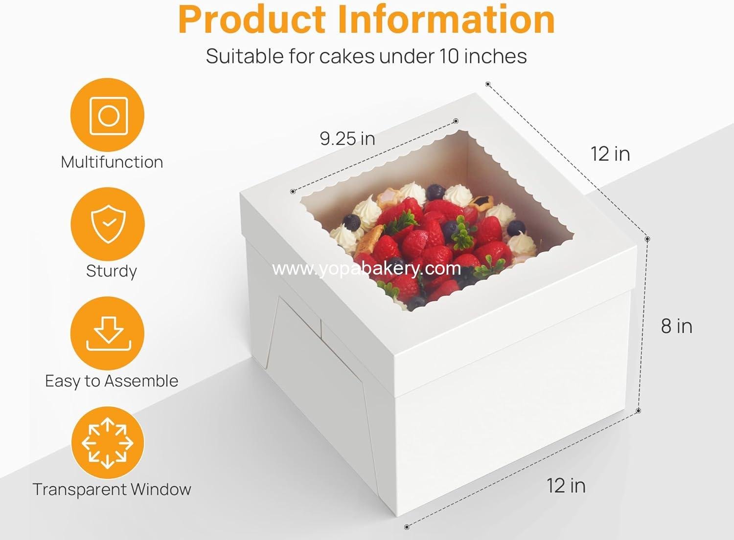 Wholesale 15pcs Cake Boxes, 12x12x8 Inches Tall Window Bakery Boxes, Large Square Cardboard Cake Boxes for Multi-Layer Cakes, Cake Decorating Supplies for Gift Giving Factory Wholesale 15pcs Cake Boxes, 12x12x8 Inches Tall Window Bakery Boxes, Large Square Cardboard Cake Boxes for Multi-Layer Cakes, Cake Decorating Supplies for Gift Giving Factory