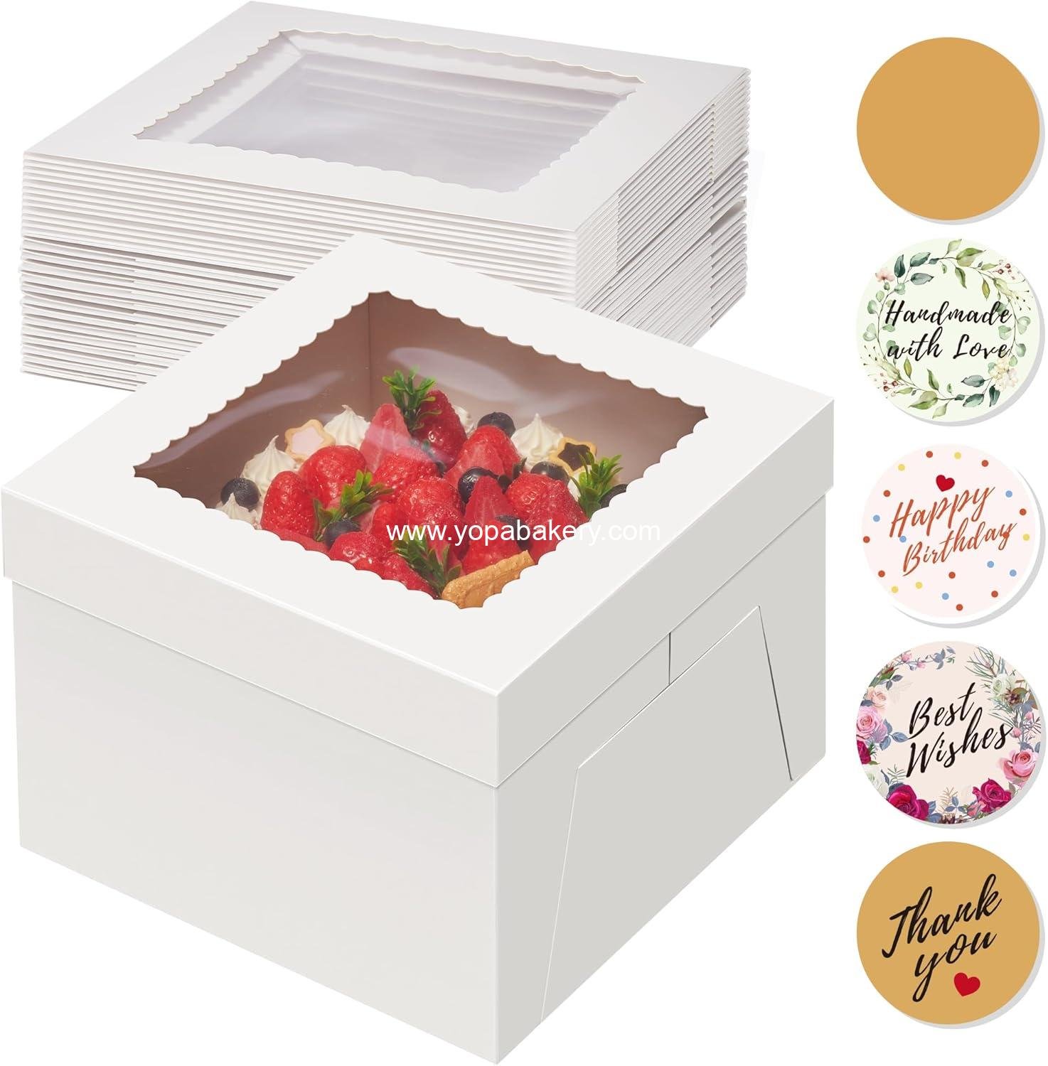 Kootek 15pcs Cake Boxes, 12x12x8 Inches Tall Cake Box with Window, White Bakery Boxes, Large Baking Boxes, Square Cardboard Cake Box for Multi-Layer Cakes, Cake Decorating Supplies for Gift Giving