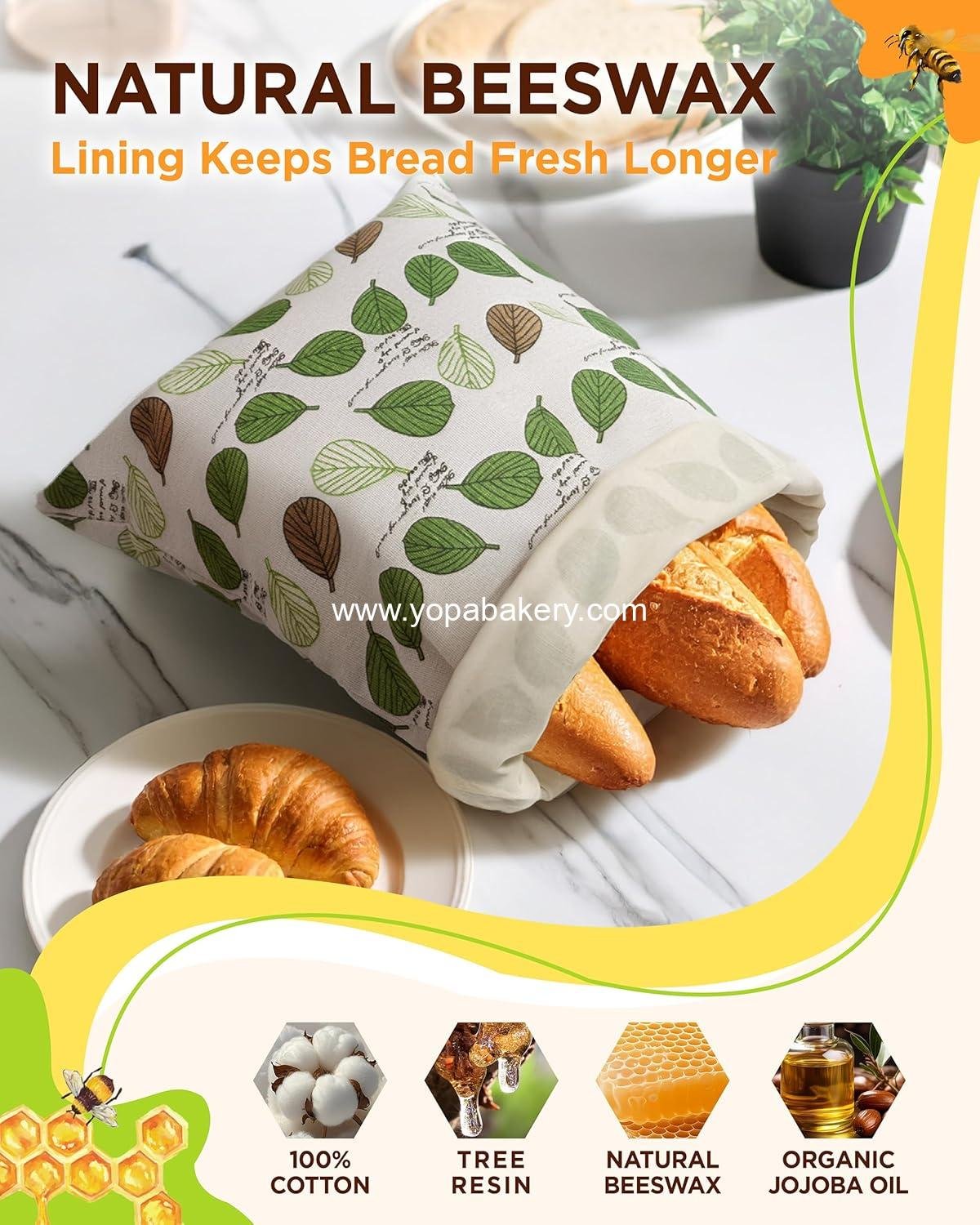 Wholesale Beeswax Bread Bags for Homemade Sourdough, Large Cotton Airtight Food Storage Bags with Zipper, 2 Pack to Keep Fresh - Factory