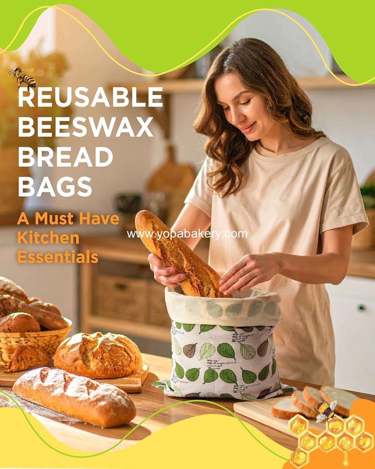 Wholesale Beeswax Bread Bags for Homemade Sourdough, Large Cotton Airtight Food Storage Bags with Zipper, 2 Pack to Keep Fresh - Factory