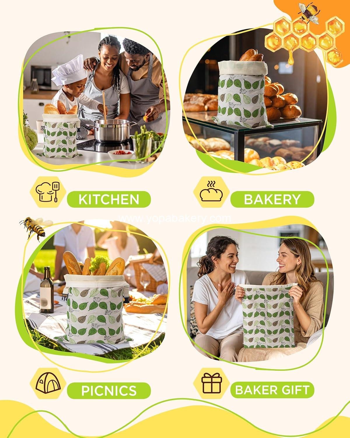 Wholesale Beeswax Bread Bags for Homemade Sourdough, Large Cotton Airtight Food Storage Bags with Zipper, 2 Pack to Keep Fresh - Factory