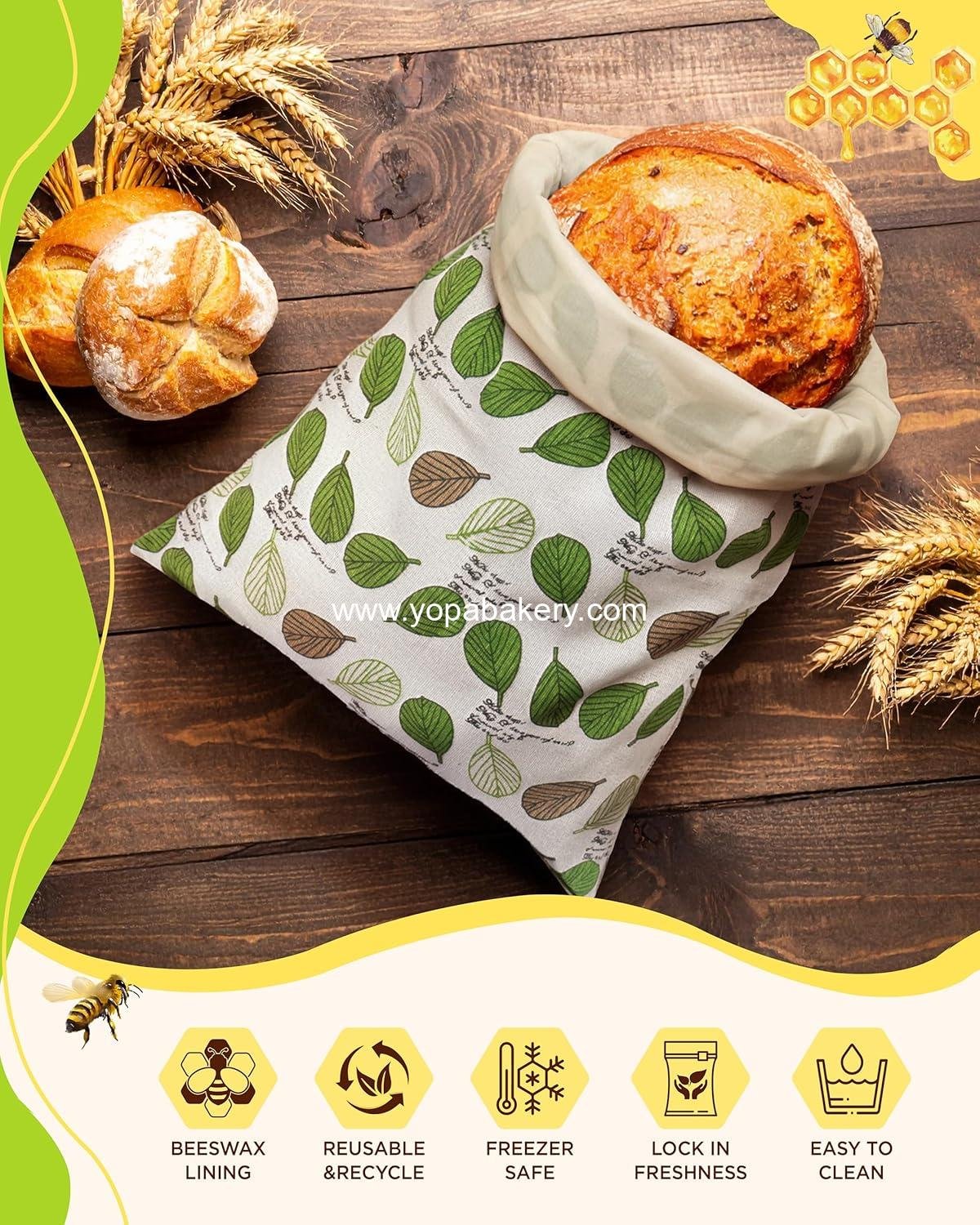 Wholesale Beeswax Bread Bags for Homemade Sourdough, Large Cotton Airtight Food Storage Bags with Zipper, 2 Pack to Keep Fresh - Factory