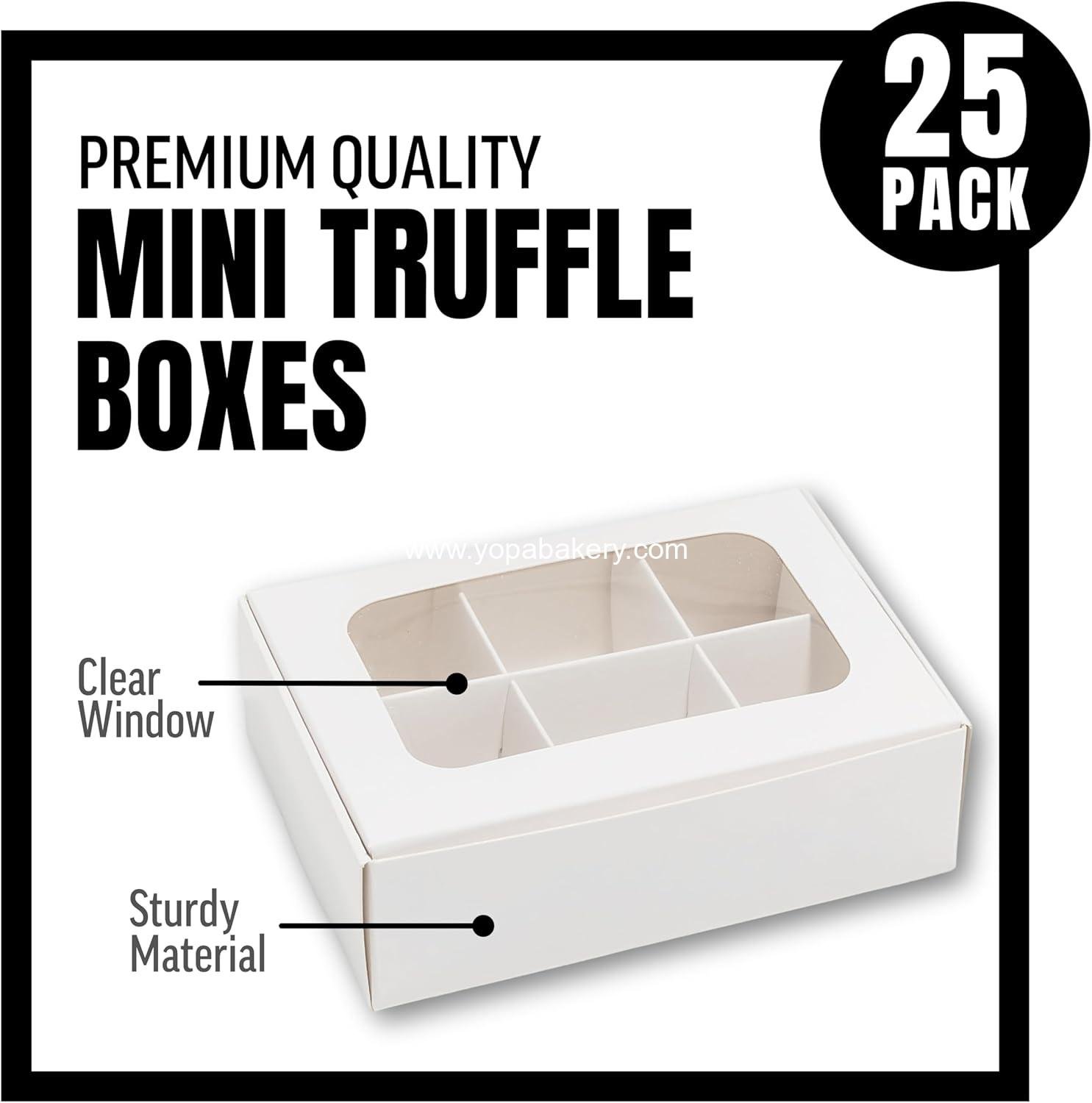Wholesale 25 Pcs White Mini Truffle Box for 6 Treats with Windows and Dividers, Bakery Boxes 5 x 3.5 x 1.57 Inches, Square Boxes for Gift Giving Factory