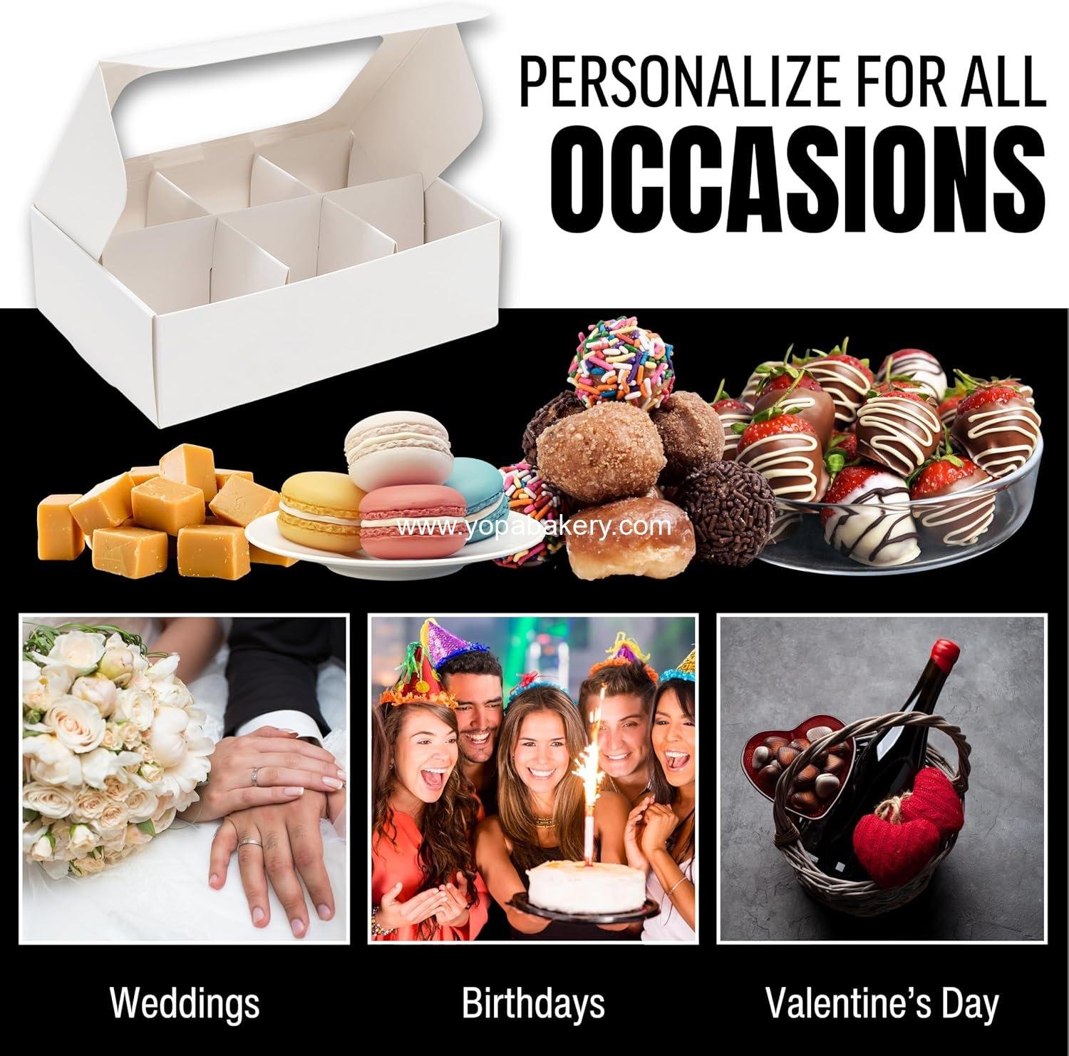 Wholesale 25 Pcs White Mini Truffle Box for 6 Treats with Windows and Dividers, Bakery Boxes 5 x 3.5 x 1.57 Inches, Square Boxes for Gift Giving Factory