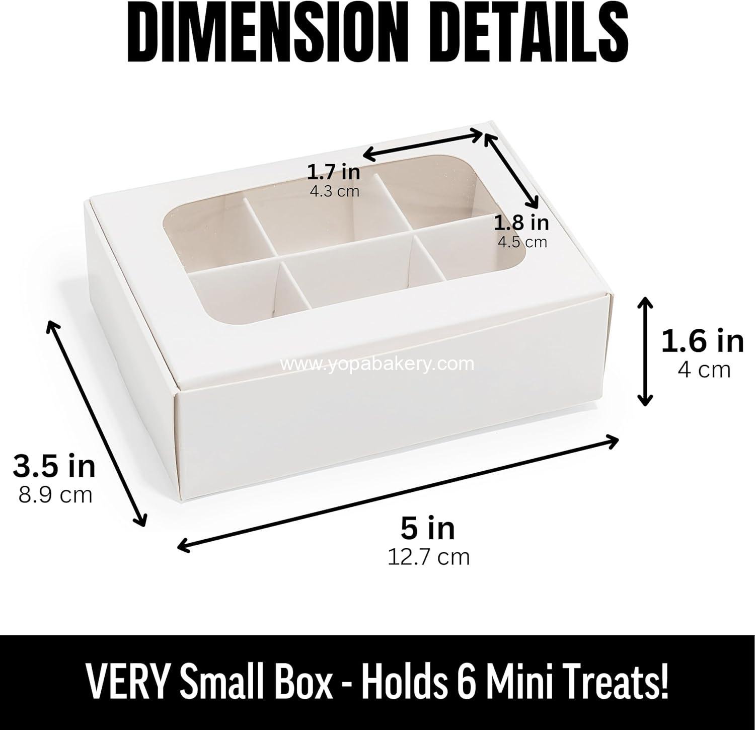 Wholesale 25 Pcs White Mini Truffle Box for 6 Treats with Windows and Dividers, Bakery Boxes 5 x 3.5 x 1.57 Inches, Square Boxes for Gift Giving Factory