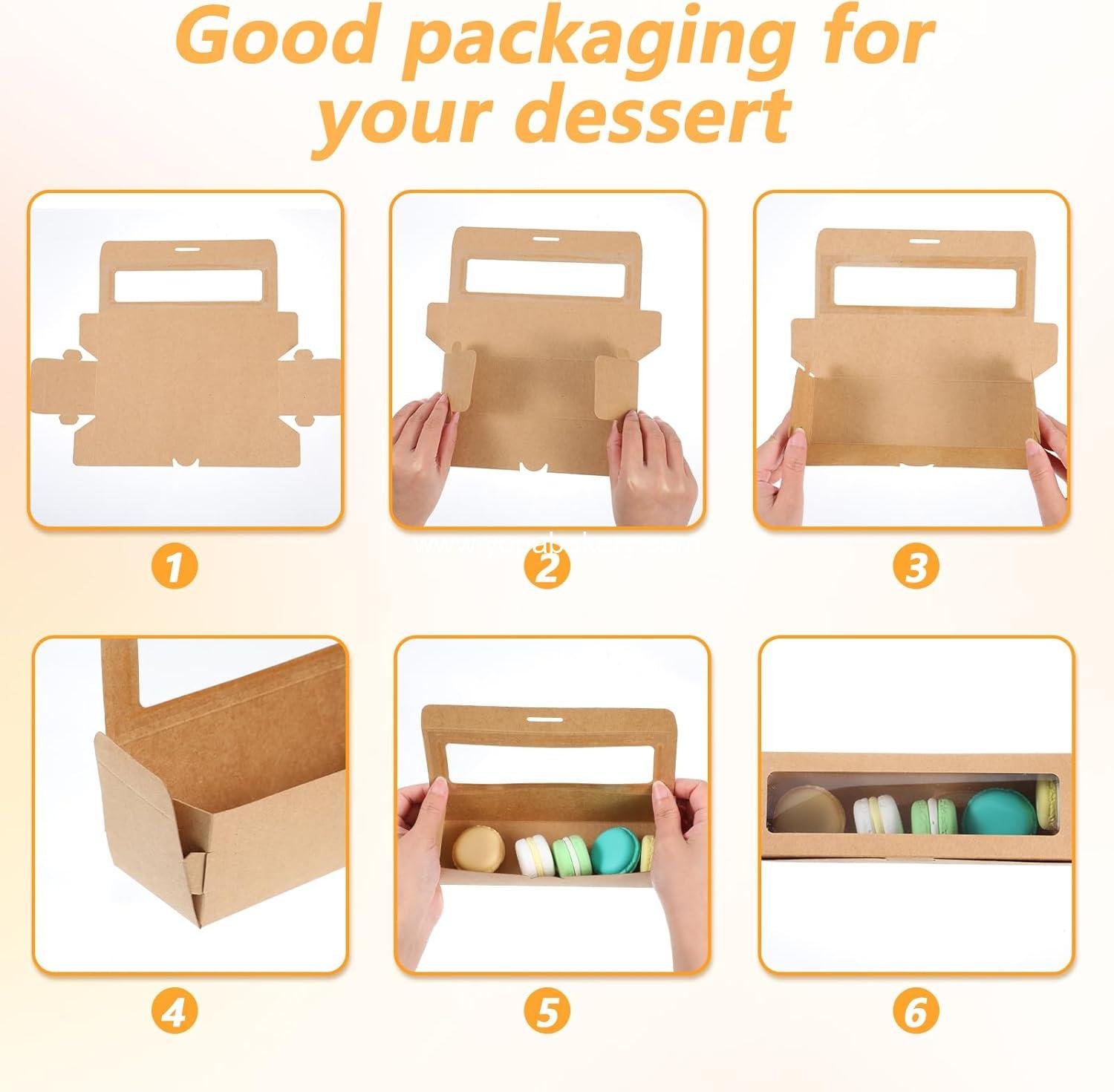 Wholesale 100 Pcs Macaron Boxes with Window – Long Rectangle Bakery Containers for Treats, Cookies, Donuts, Pastries, Chocolate-Covered Strawberries, Brownies – Factory